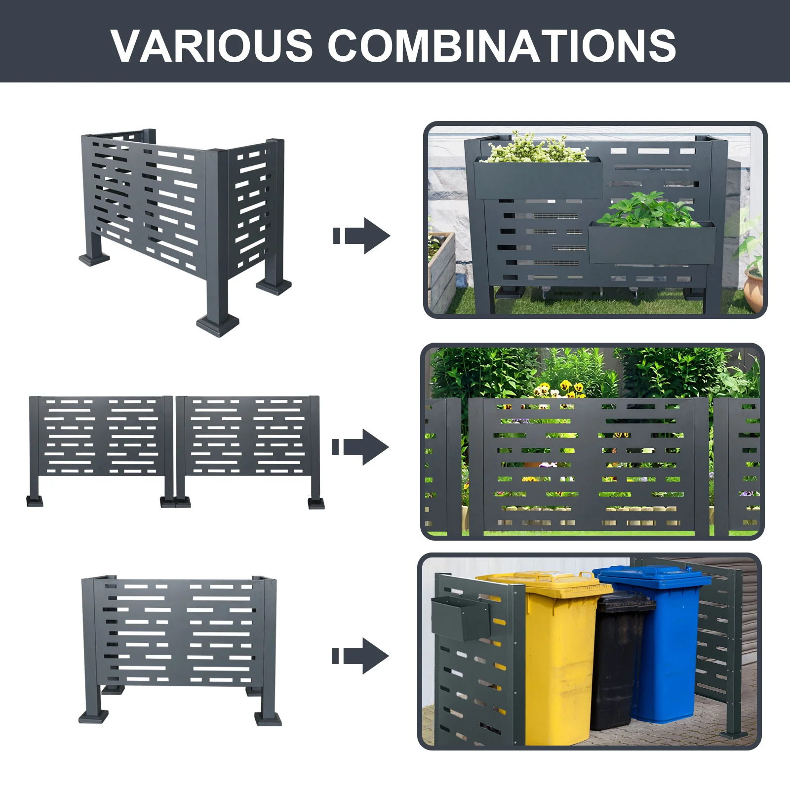 Air Conditioner Fence For Outdoor Units, Metal Privacy Fence Cover, Perfect To Conceal Air Conditioning Units, 3 Fence Panel - Image 26