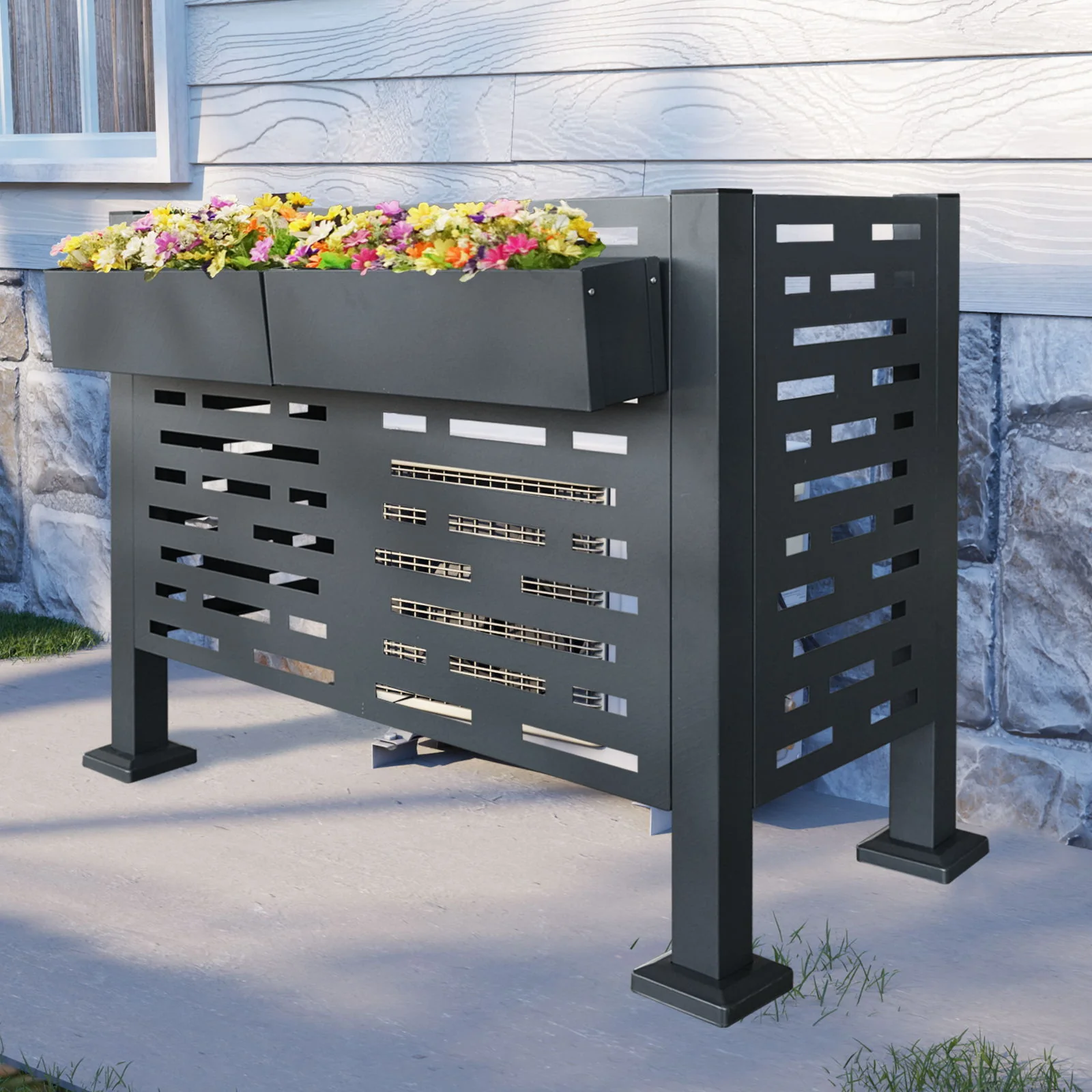 Air Conditioner Fence For Outdoor Units, Metal Privacy Fence Cover, Perfect To Conceal Air Conditioning Units, 3 Fence Panel - Image 31