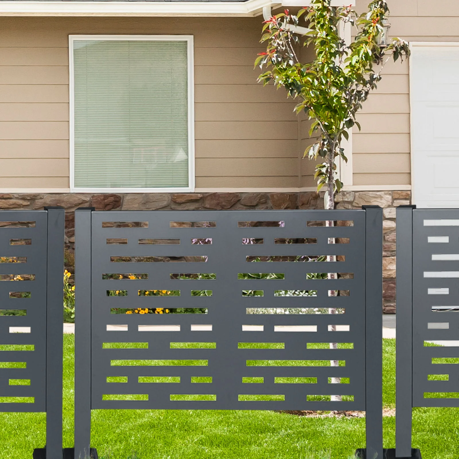 Air Conditioner Fence For Outdoor Units, Metal Privacy Fence Cover, Perfect To Conceal Air Conditioning Units, 3 Fence Panel - Image 36