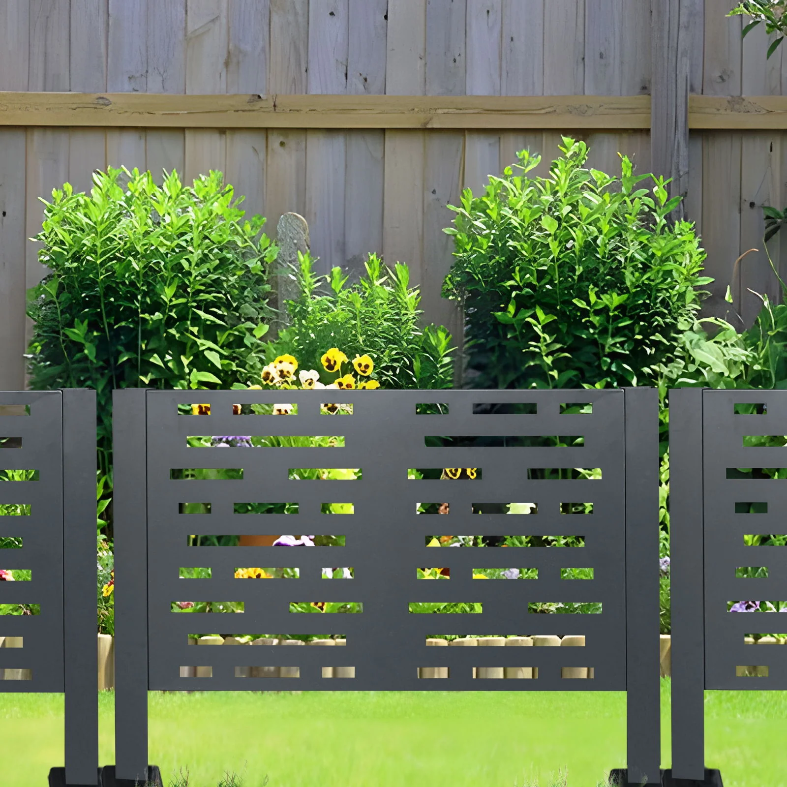 Air Conditioner Fence For Outdoor Units, Metal Privacy Fence Cover, Perfect To Conceal Air Conditioning Units, 3 Fence Panel - Image 6