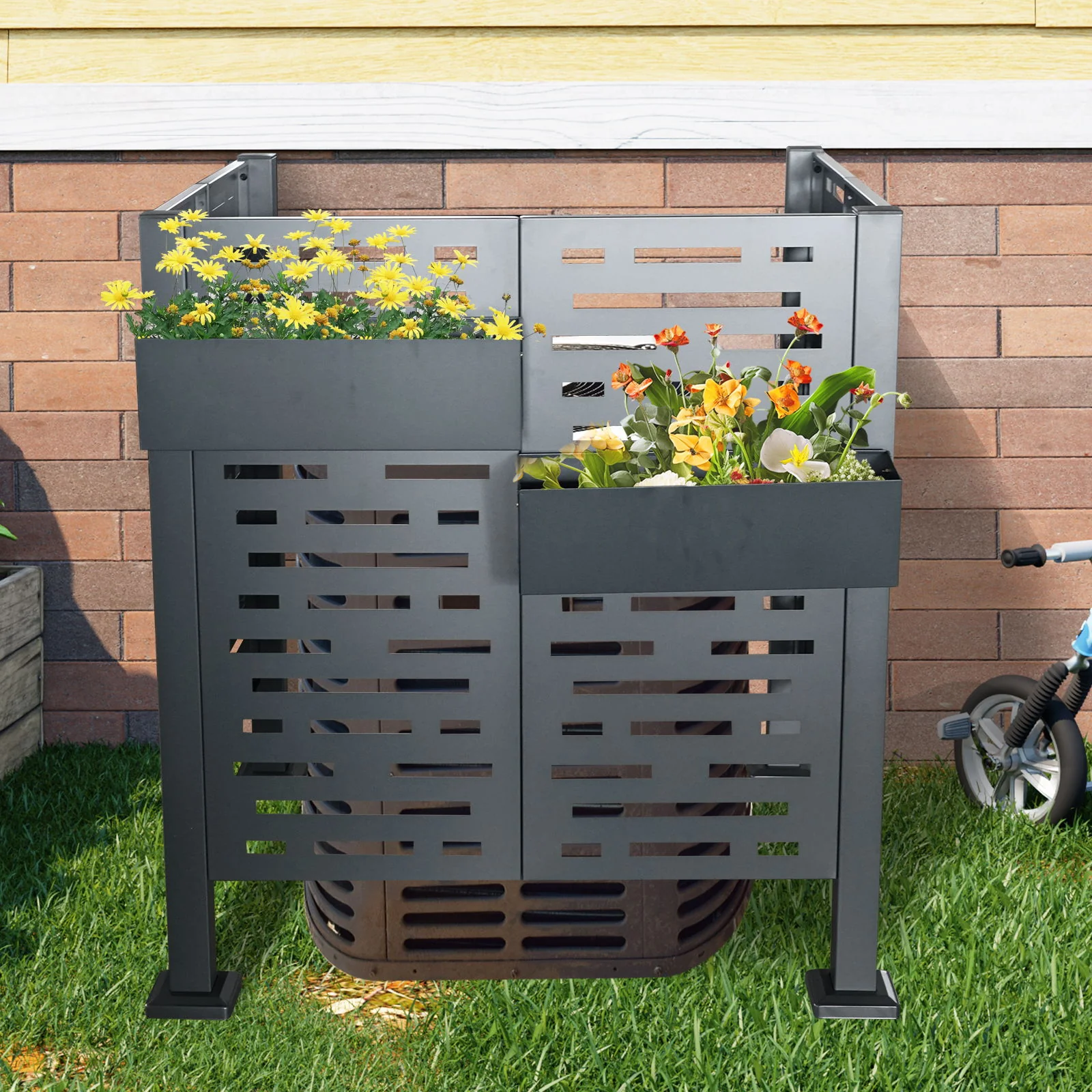 Air Conditioner Fence For Outdoor Units, Metal Privacy Fence Cover, Perfect To Conceal Air Conditioning Units, 3 Fence Panel - Image 7