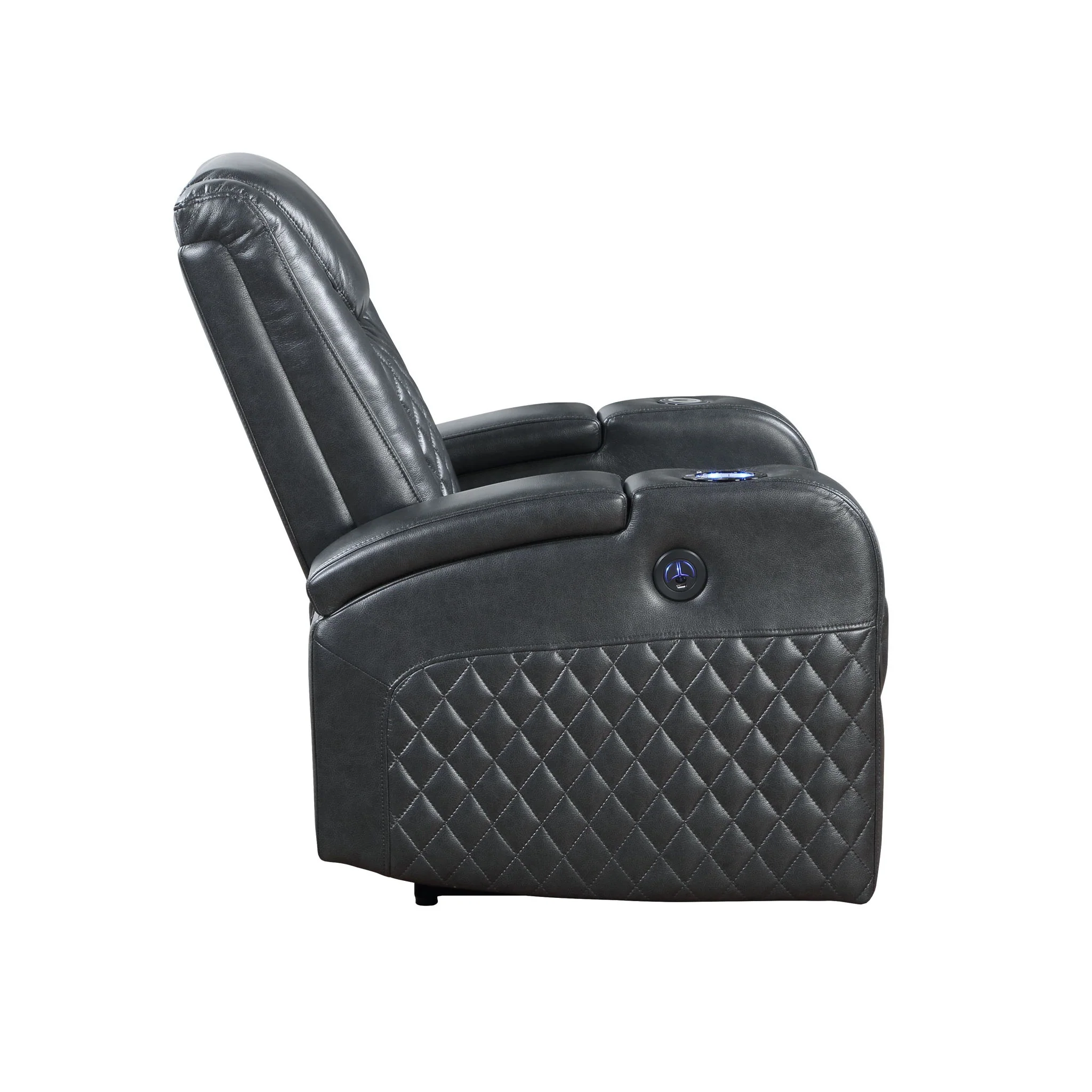 Alair - Leather Aire Power Motion Recliner With Bluetooth, Wireless Charger Cupholder - Dark Gray - Image 2