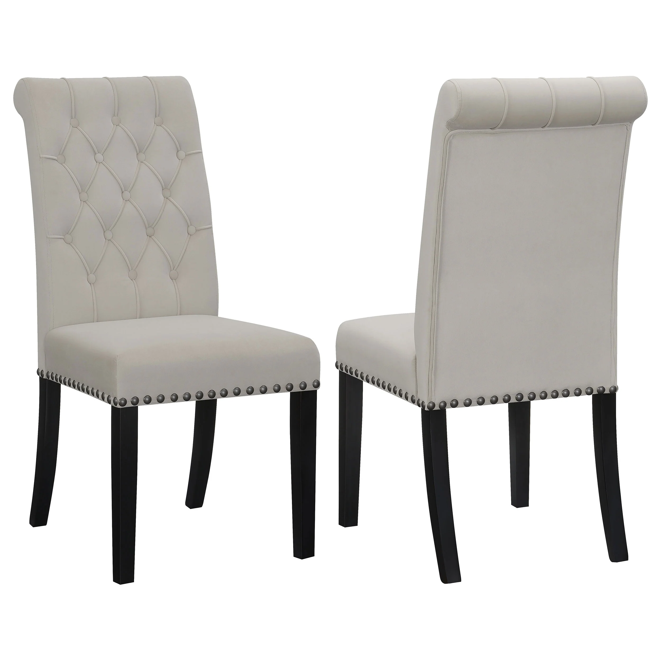 Alana Velvet Upholstered Dining Side Chair, Sand (Set of 2)