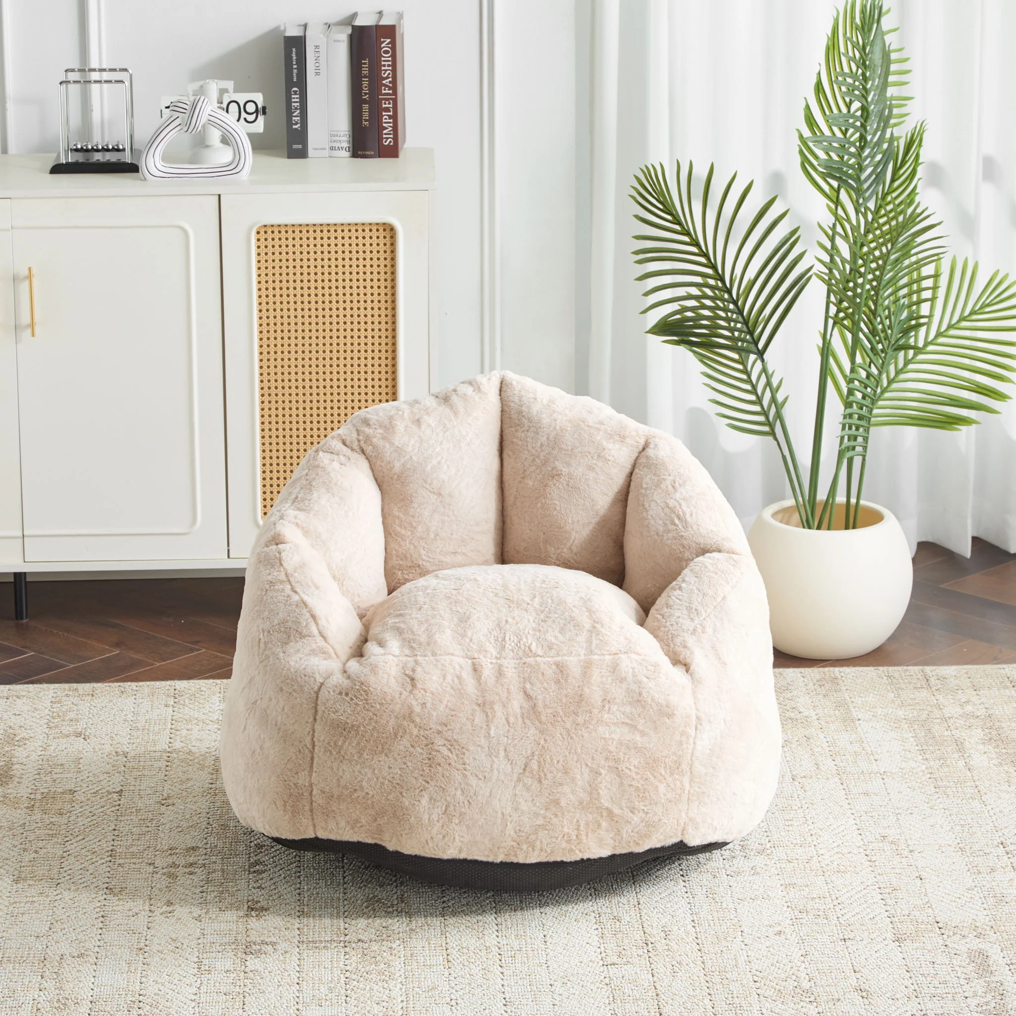 Albi - Indoor Cozy Armchair Style Bean Bag - Beige - Image 4