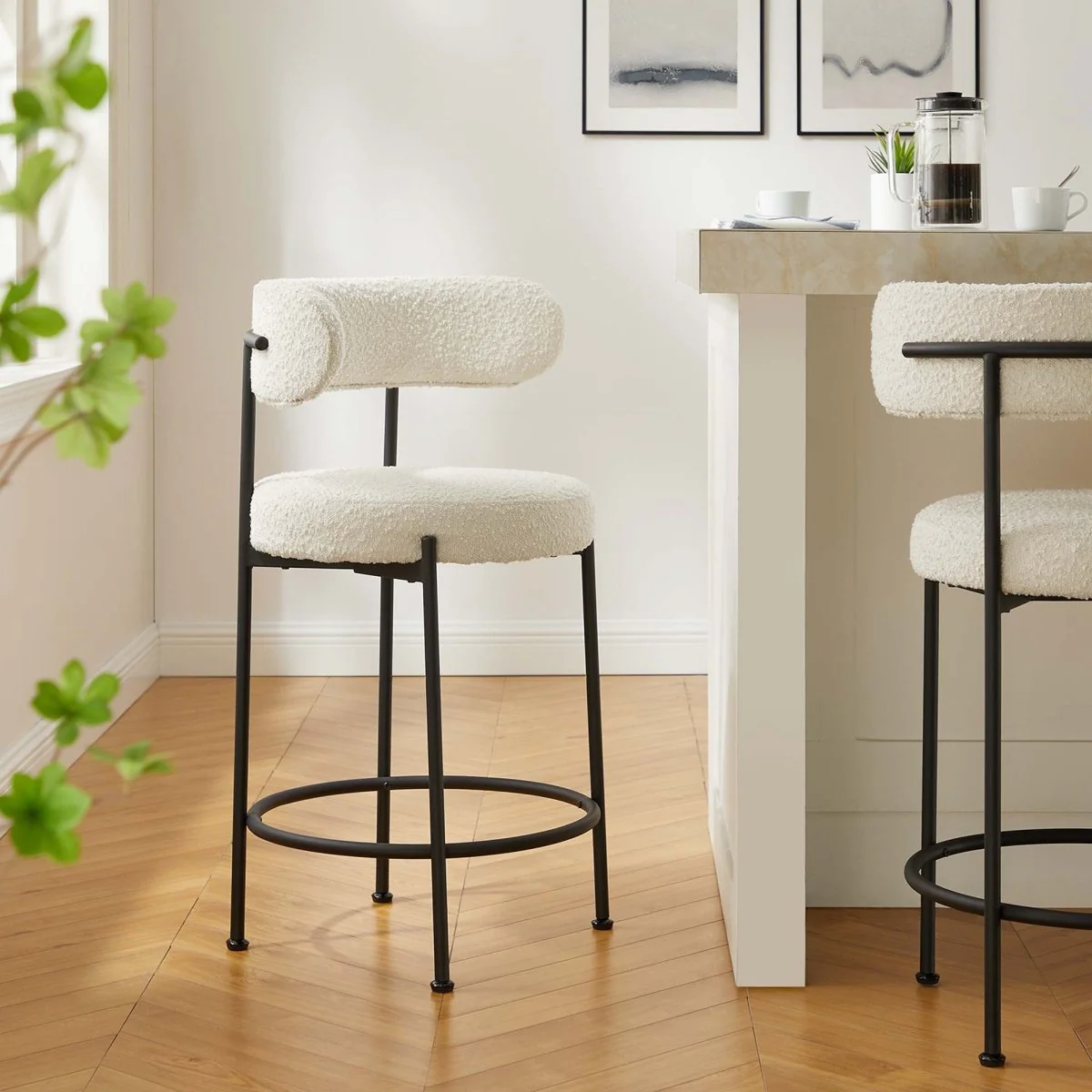 Albie Boucle Fabric Counter Stools Set of 2 - Image 14