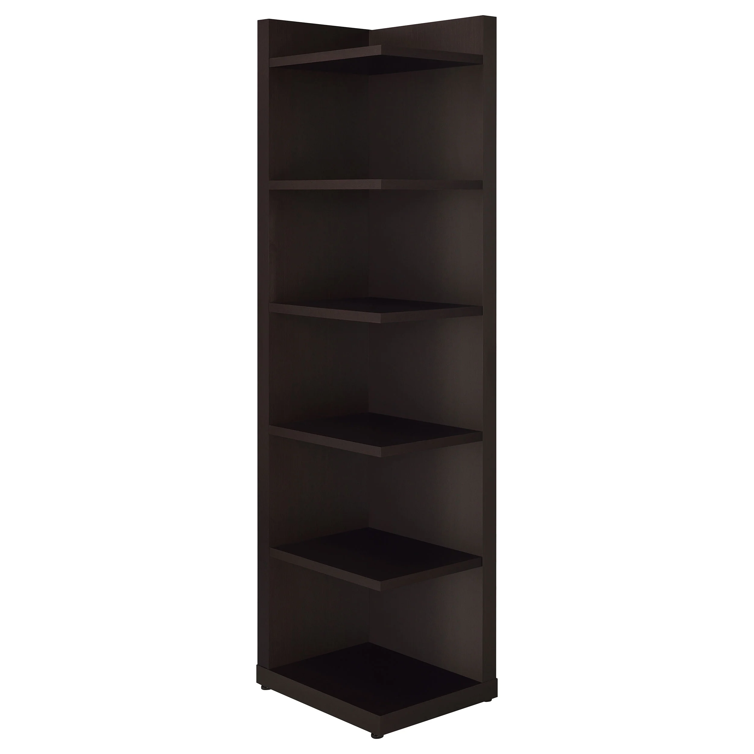 Alder 71-inch 6-Shelf Corner Bookcase Cappuccino - Image 4