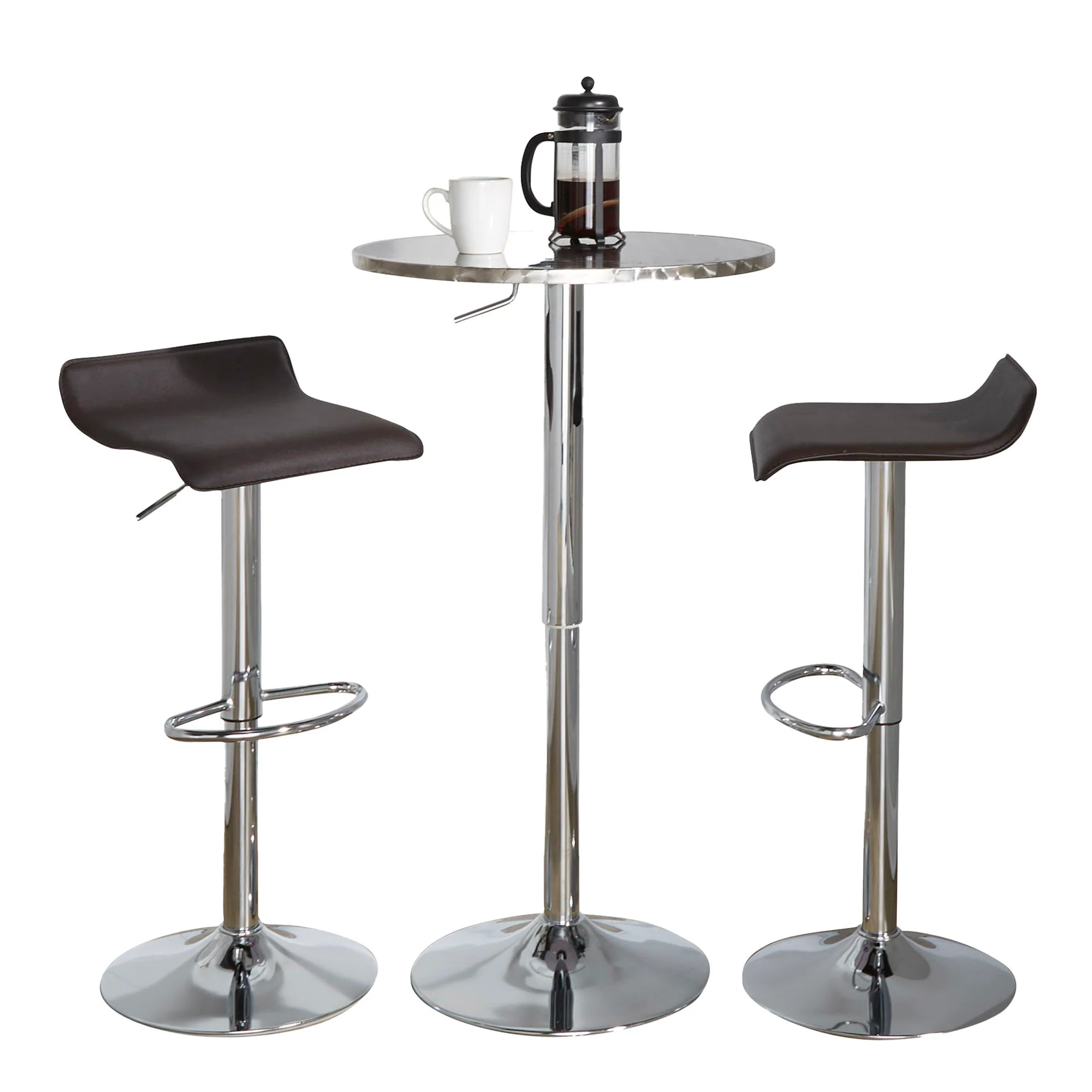 Ale - 3 Piece Bar Set Bistro Round Contemporary Adjustable Oval Footrest - Image 2