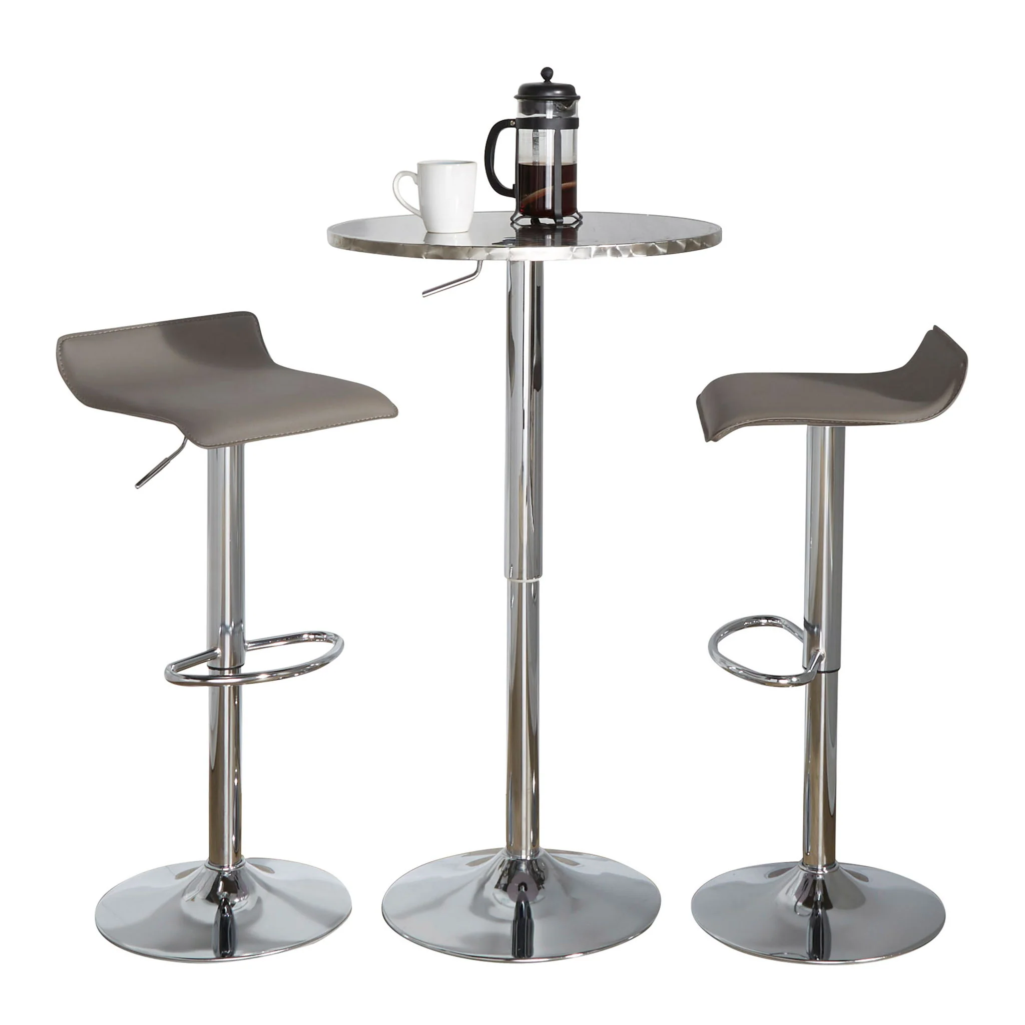 Ale - 3 Piece Bar Set Bistro Round Contemporary Adjustable Oval Footrest - Image 4