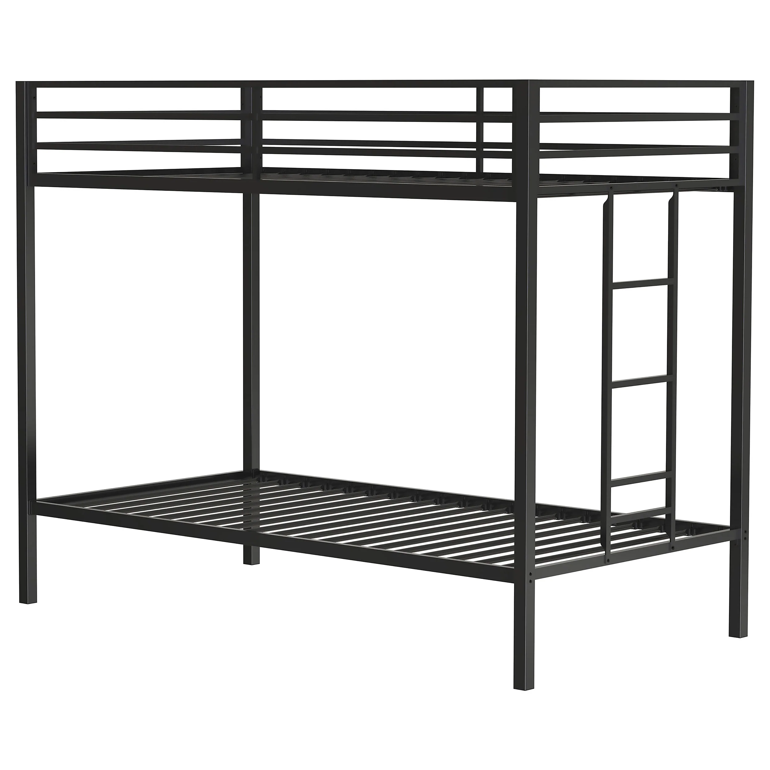 Alevera Metal Twin Over Twin Bunk Bed with Ladder - Matte Black - Image 5