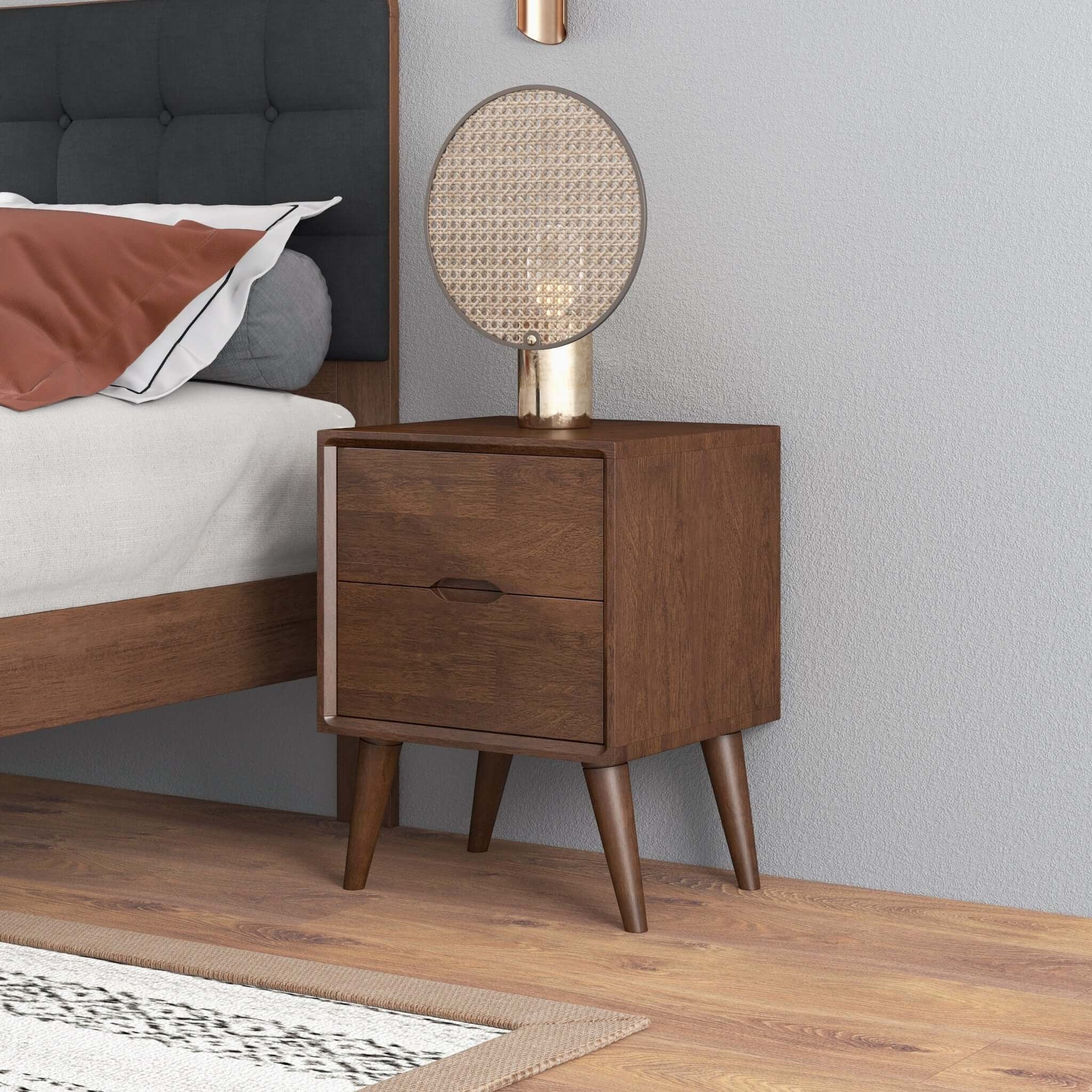 Alexandra - Night Stand With 2 Drawers - Walnut Brown - Image 2