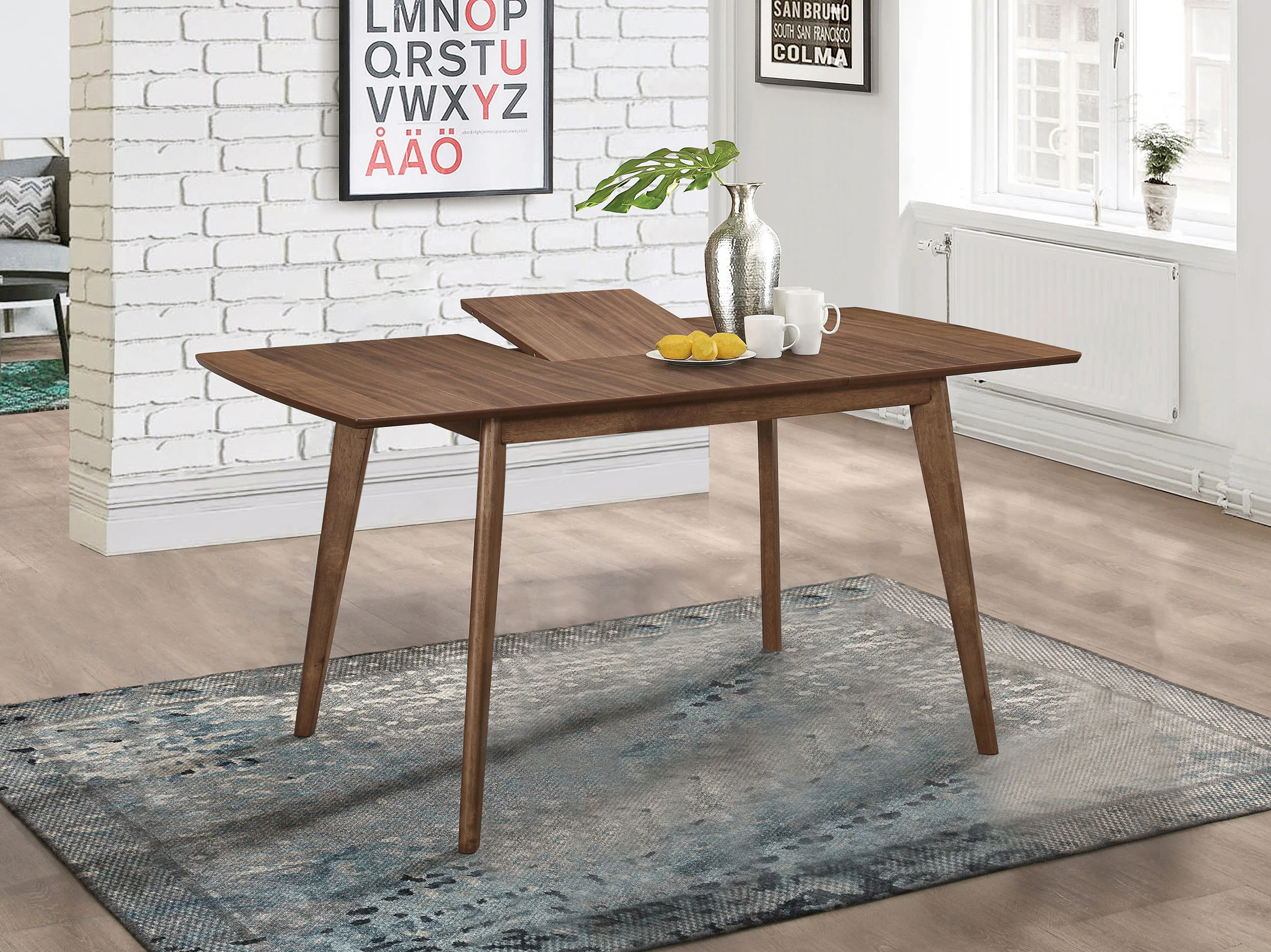 Alfredo 63-inch Extension Leaf Dining Table Natural Walnut - Image 4