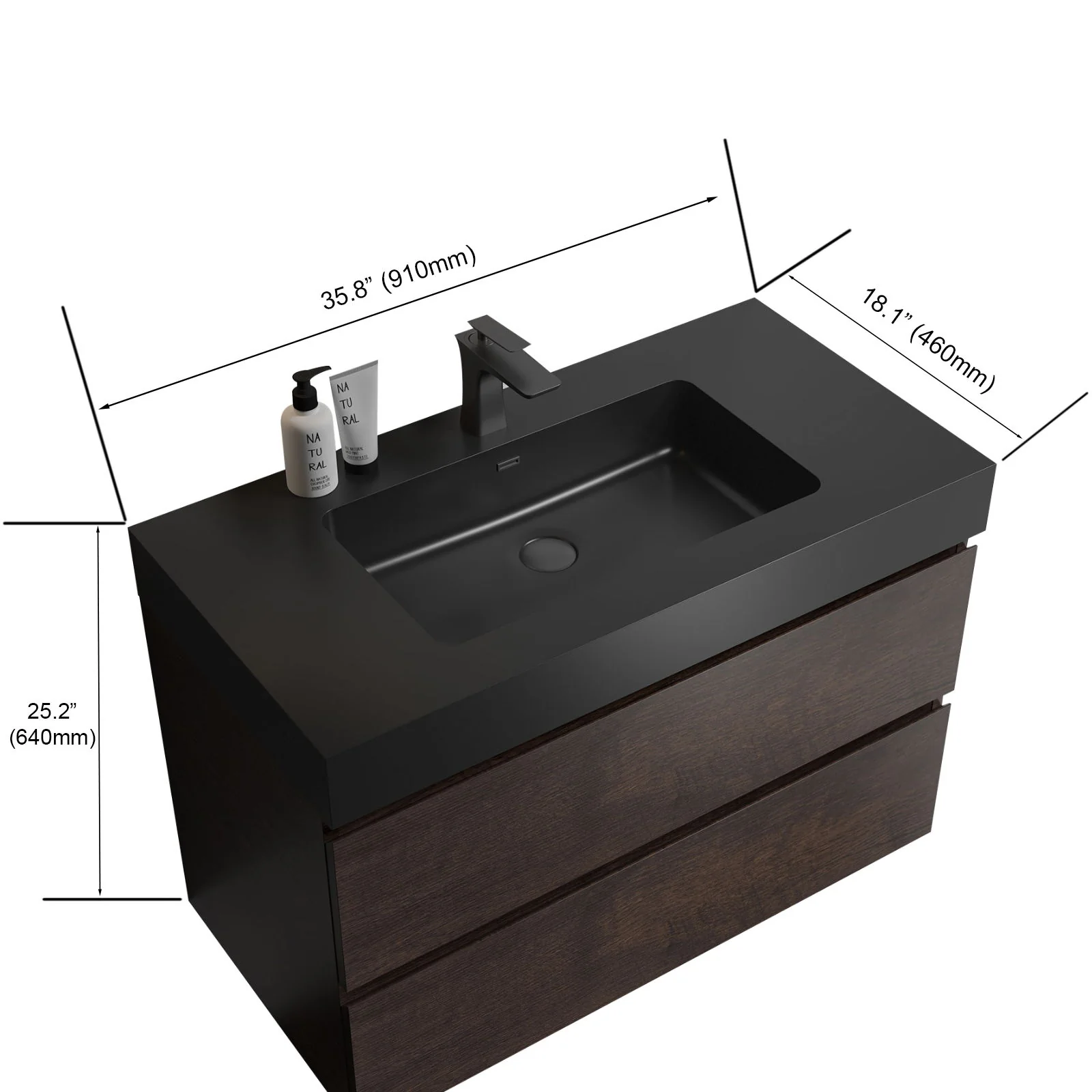 Alice - Bathroom Vanity Wall Mounted With Sink, Large Storage Floating Bathroom Vanity For Modern Bathroom, One-Piece Sink Basin Without Drain And Faucet - Image 10