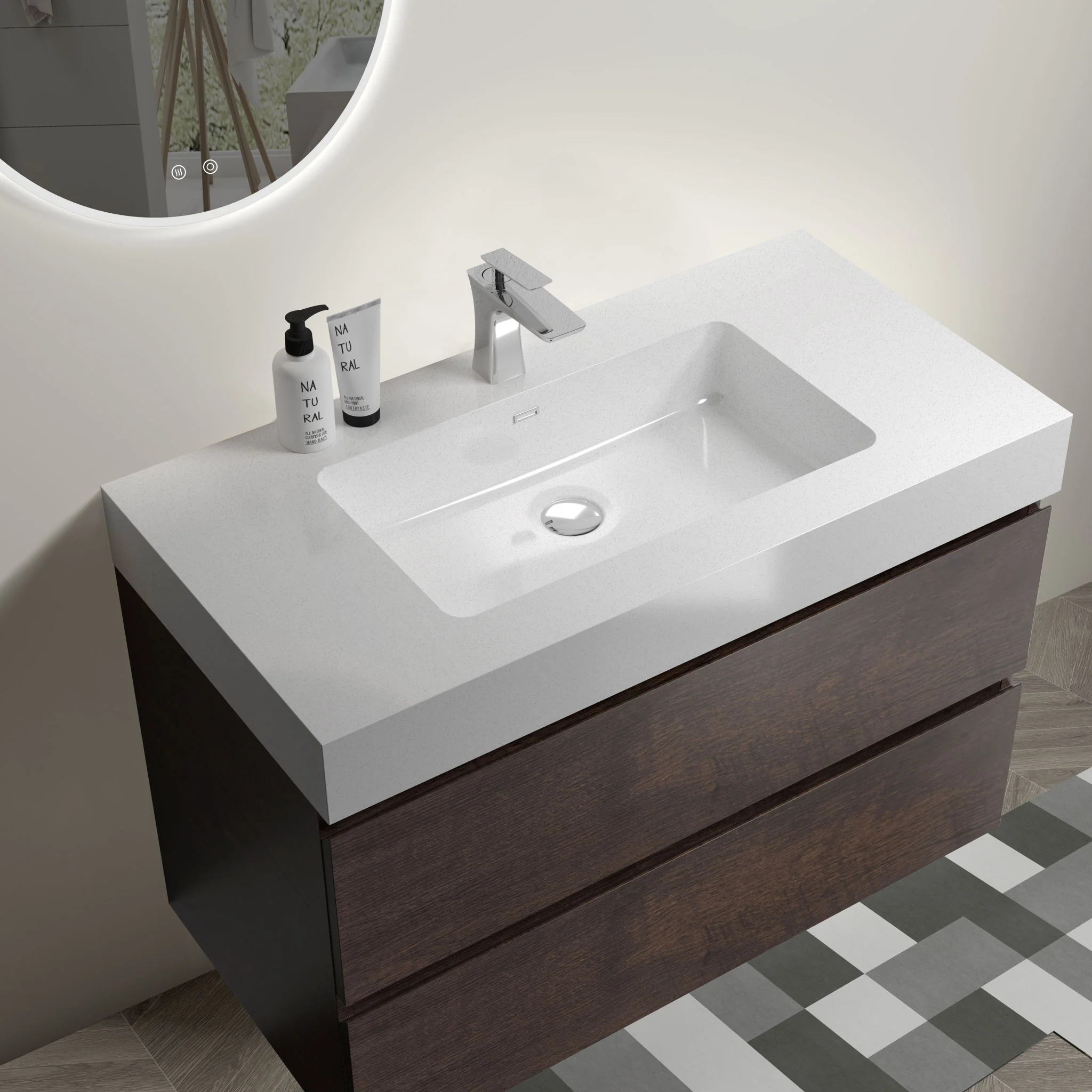 Alice - Bathroom Vanity Wall Mounted With Sink, Large Storage Floating Bathroom Vanity For Modern Bathroom, One-Piece Sink Basin Without Drain And Faucet - Image 14