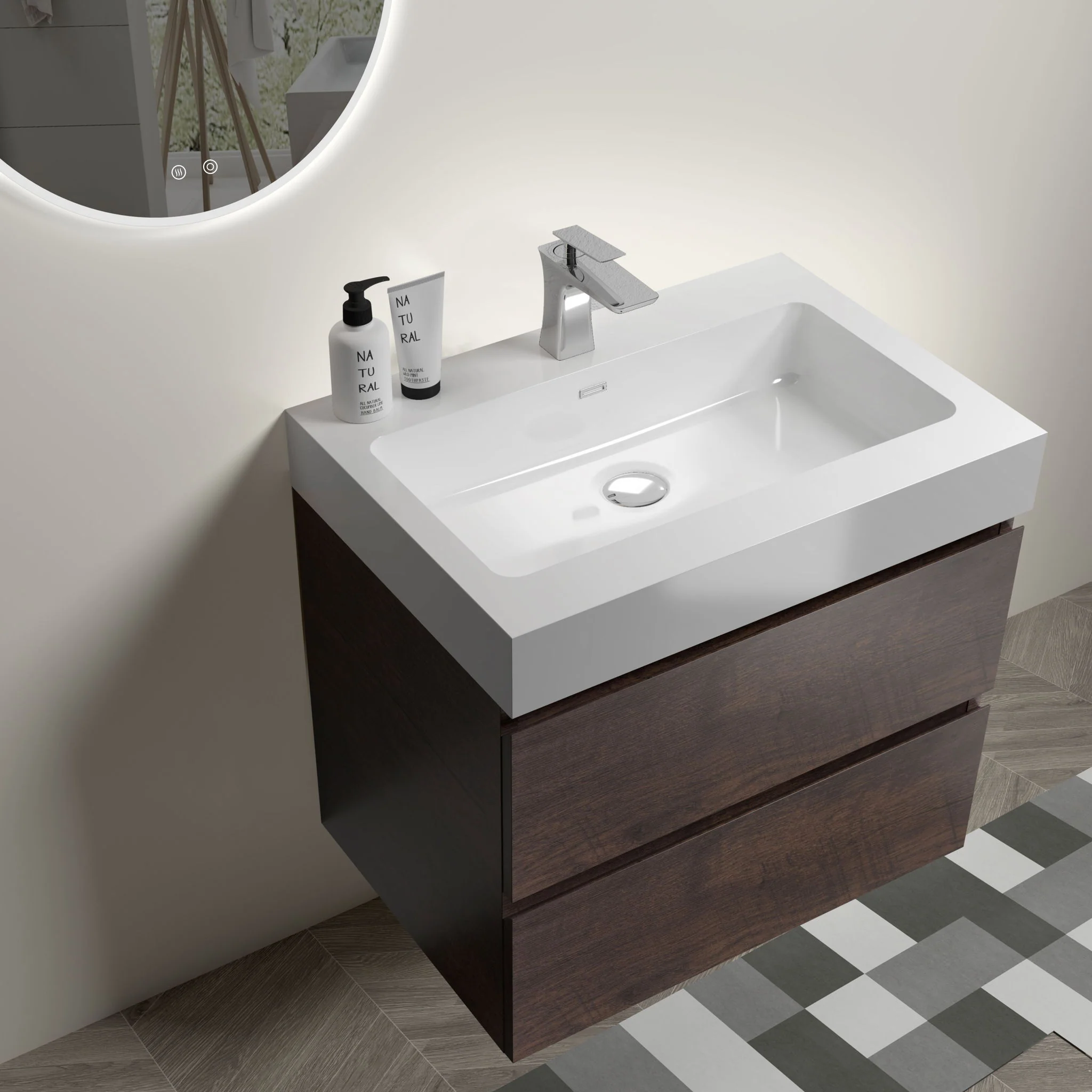 Alice - Bathroom Vanity Wall Mounted With Sink, Large Storage Floating Bathroom Vanity For Modern Bathroom, One-Piece Sink Basin Without Drain And Faucet - Image 18