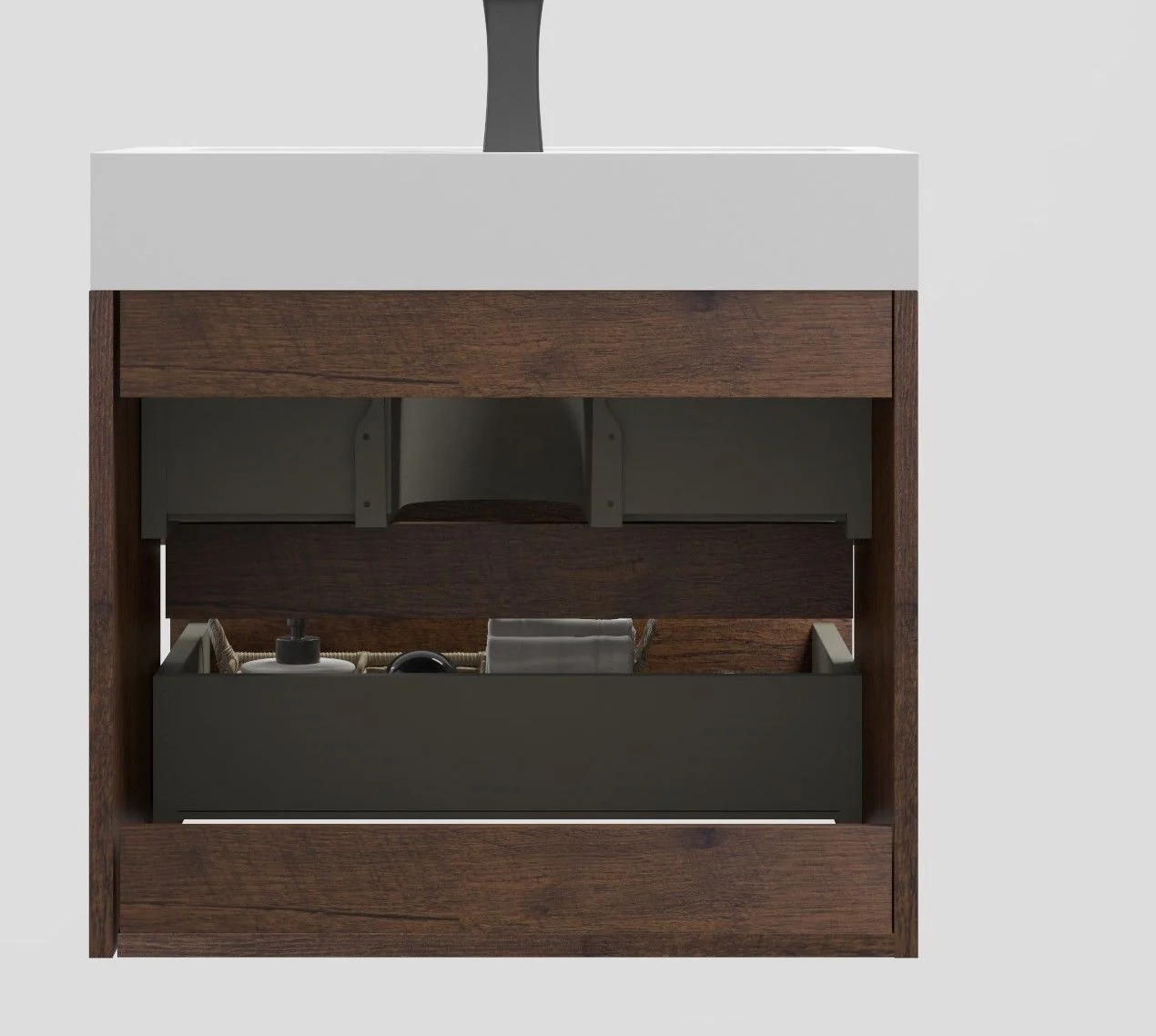 Alice - Bathroom Vanity Wall Mounted With Sink, Large Storage Floating Bathroom Vanity For Modern Bathroom, One-Piece Sink Basin Without Drain And Faucet - Image 6