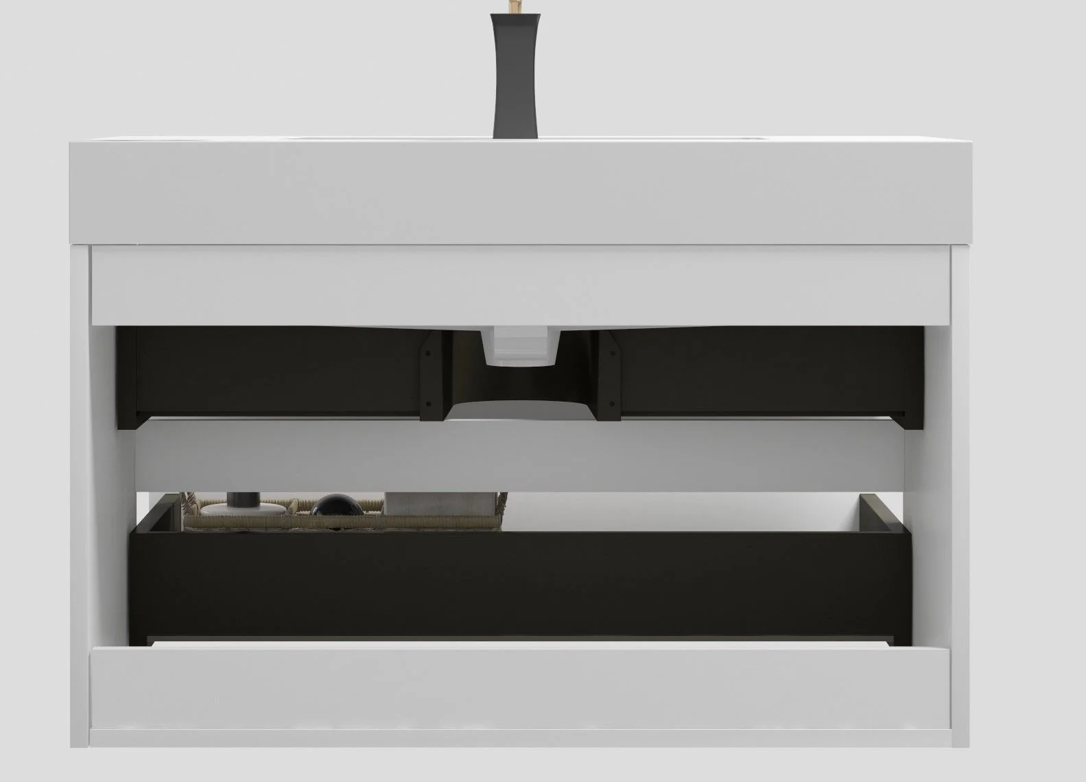 Alice - Bathroom Vanity With Large Storage, Sink Wall Mounted Floating Bathroom Vanity For Modern Bathroom, One-Piece Sink Basin Without Drain And Faucet - Image 13
