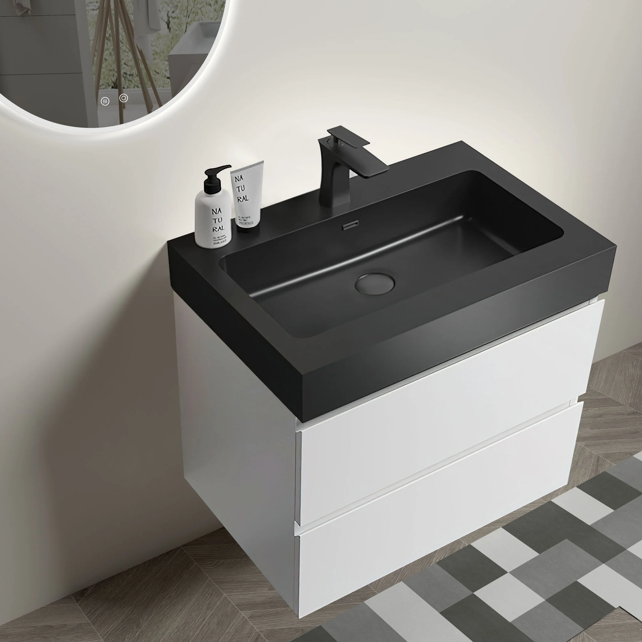 Alice - Bathroom Vanity With Large Storage, Sink Wall Mounted Floating Bathroom Vanity For Modern Bathroom, One-Piece Sink Basin Without Drain And Faucet - Image 14