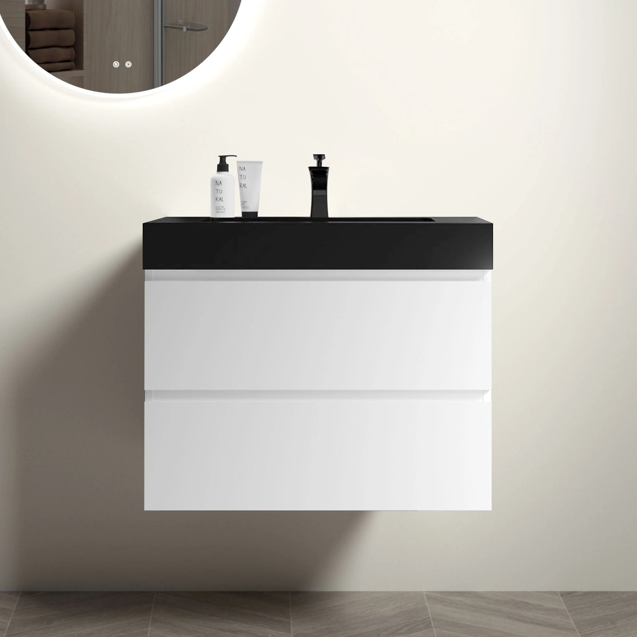 Alice - Bathroom Vanity With Large Storage, Sink Wall Mounted Floating Bathroom Vanity For Modern Bathroom, One-Piece Sink Basin Without Drain And Faucet - Image 22