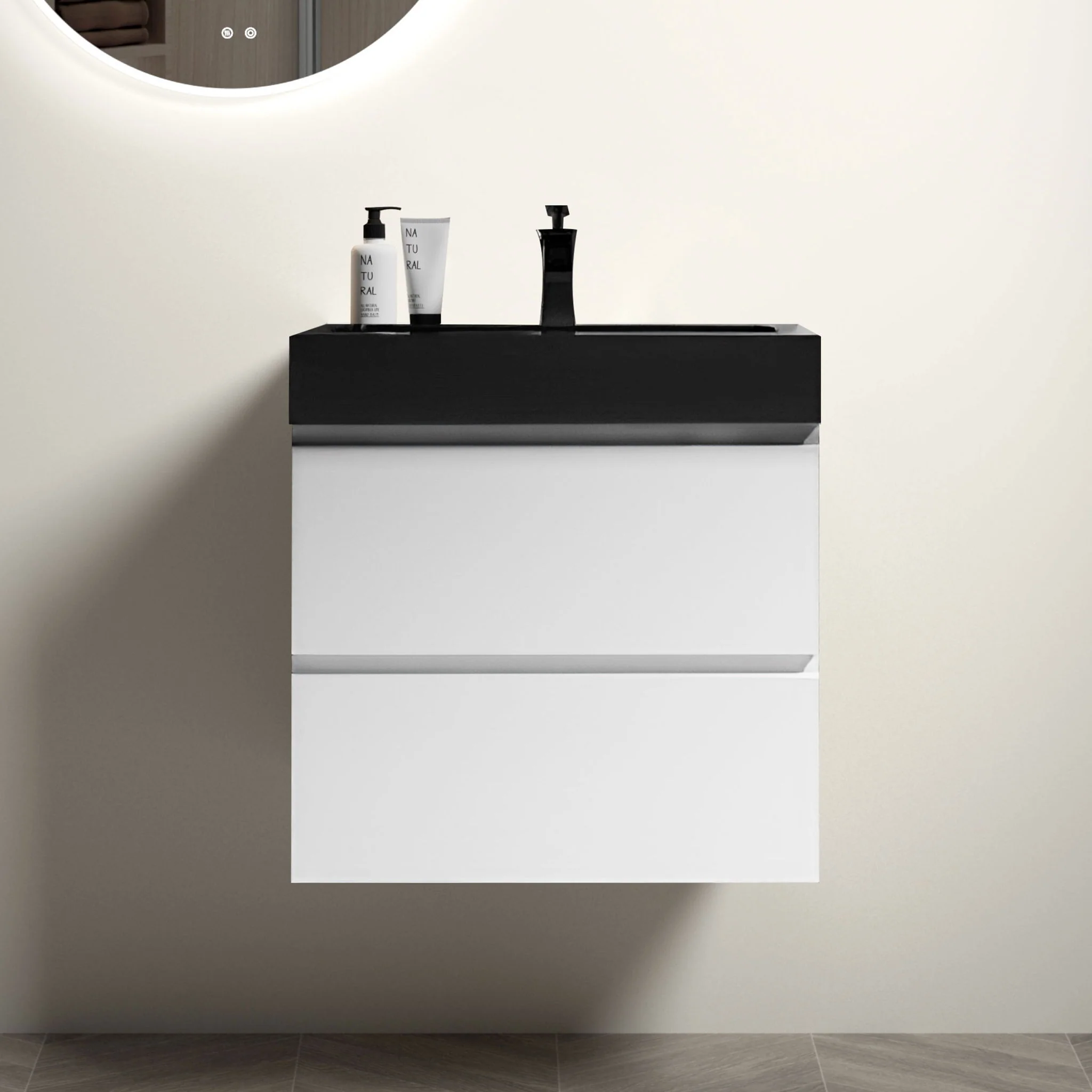 Alice - Bathroom Vanity With Large Storage, Sink Wall Mounted Floating Bathroom Vanity For Modern Bathroom, One-Piece Sink Basin Without Drain And Faucet - Image 29