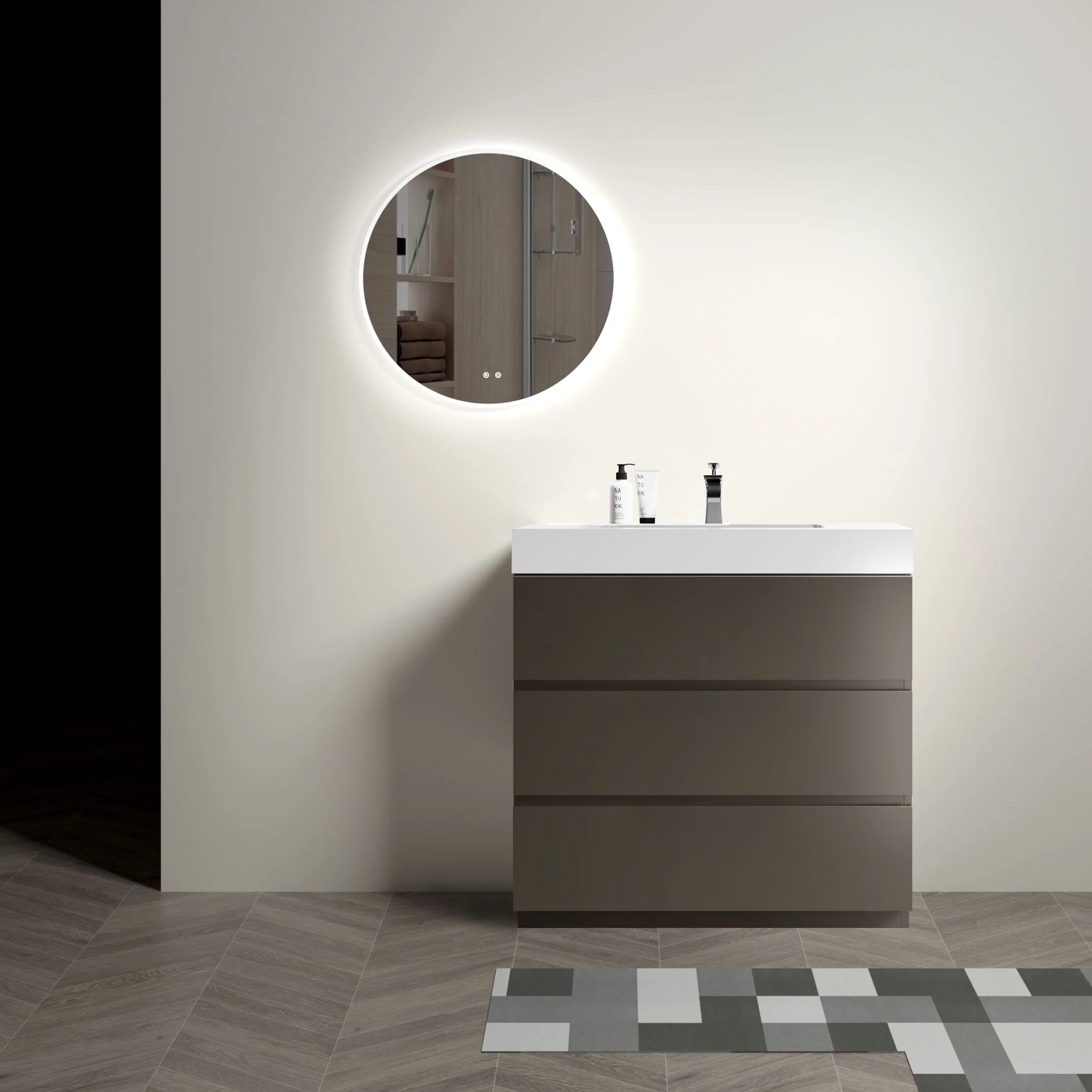 Alice - Bathroom Vanity With Sink, Large Storage Freestanding Bathroom Vanity For Modern Bathroom, One-Piece Sink Basin Without Drain And Faucet - Image 13
