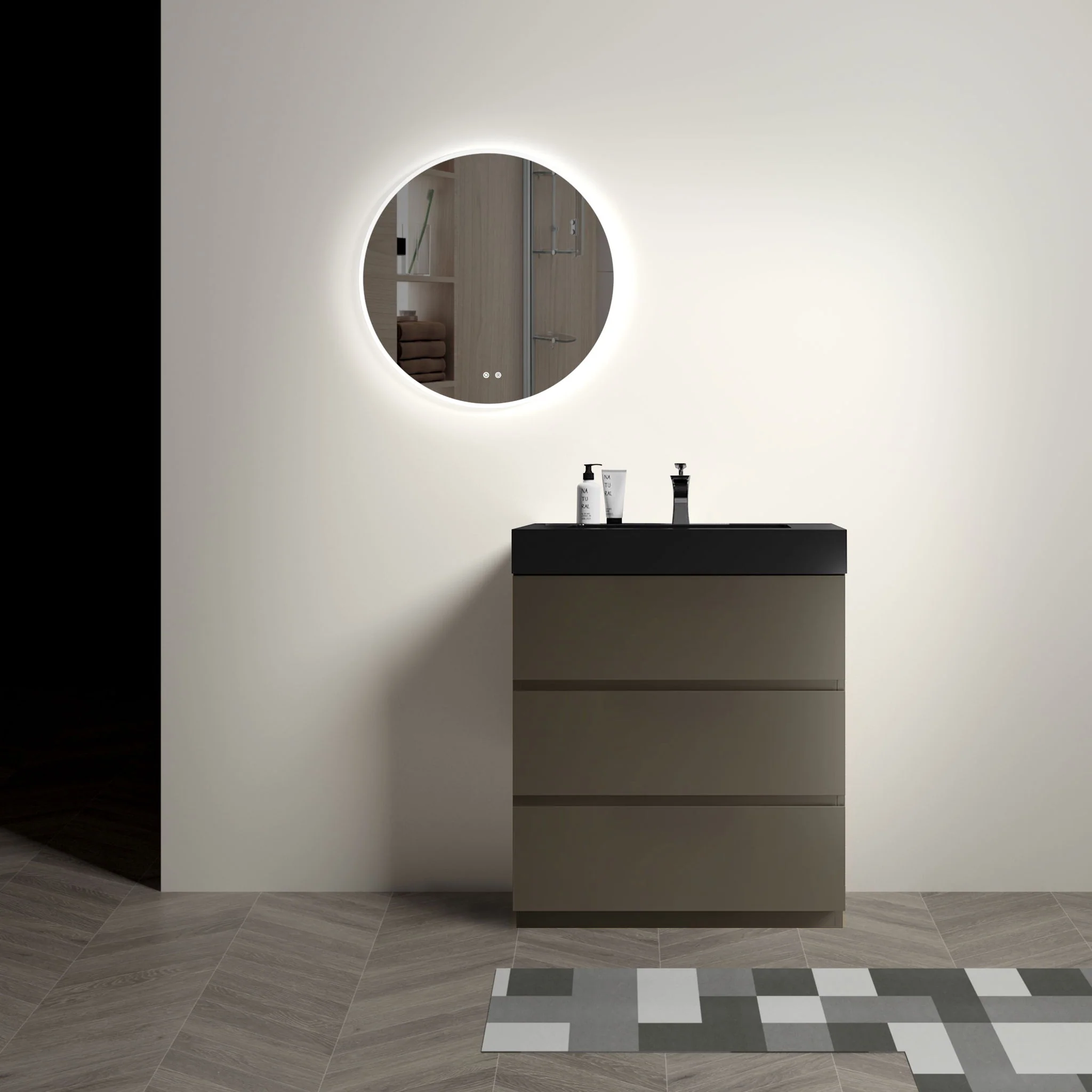 Alice - Bathroom Vanity With Sink, Large Storage Freestanding Bathroom Vanity For Modern Bathroom, One-Piece Sink Basin Without Drain And Faucet - Image 45
