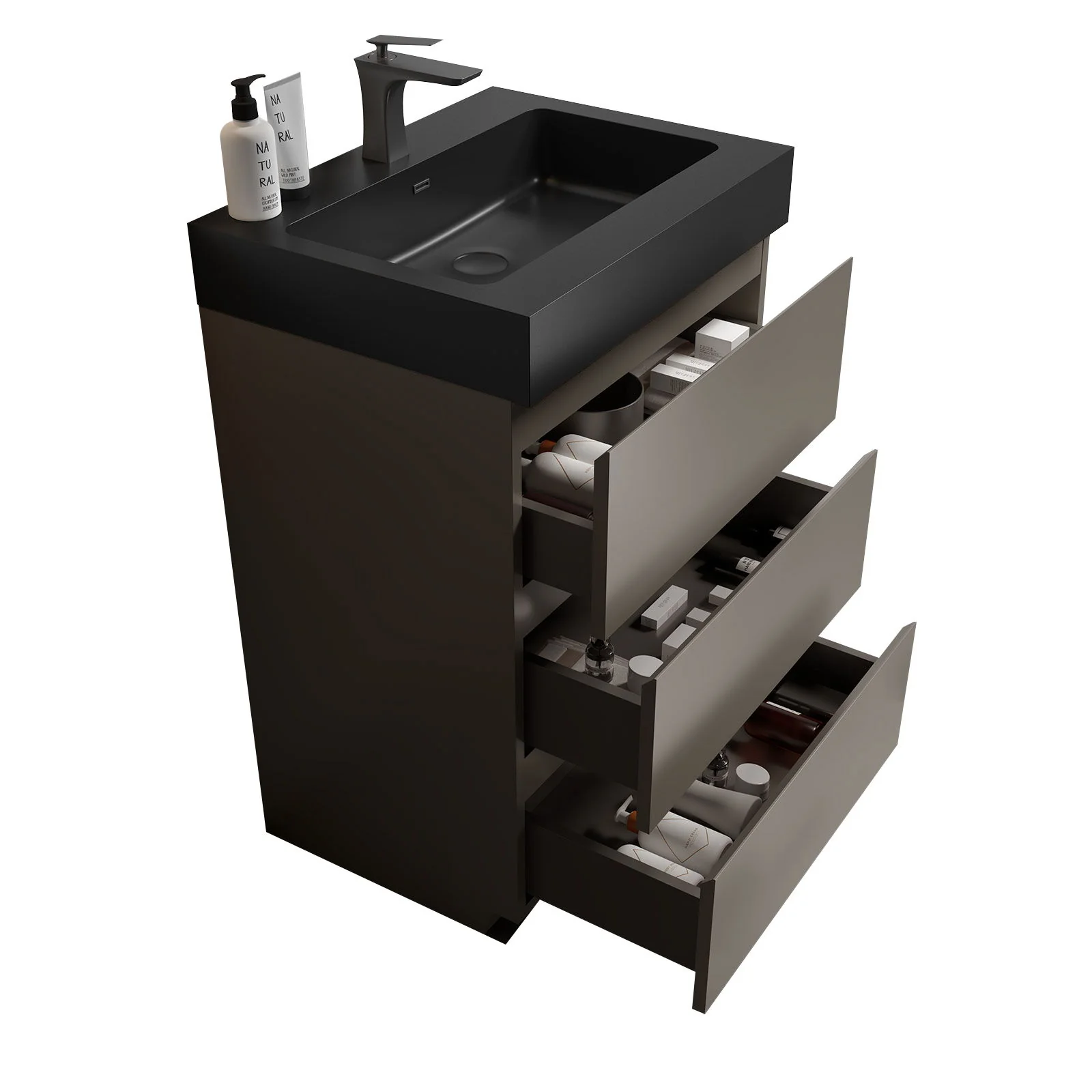 Alice - Bathroom Vanity With Sink, Large Storage Freestanding Bathroom Vanity For Modern Bathroom, One-Piece Sink Basin Without Drain And Faucet - Image 5