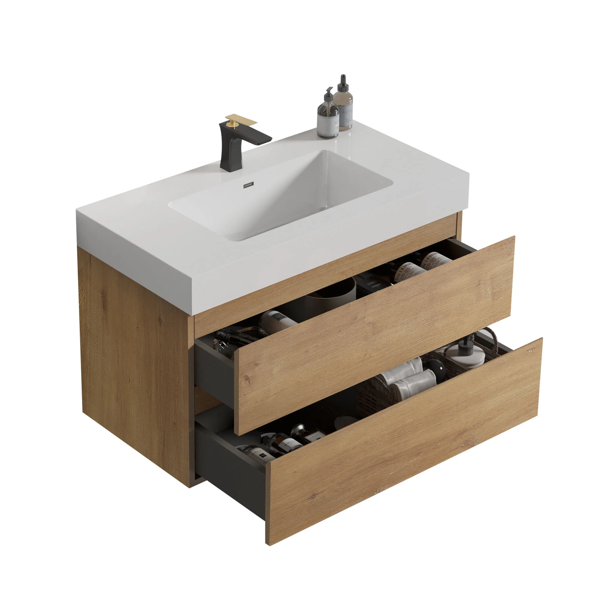 Alice - Bathroom Vanity With Sink, Large Storage Wall Mounted Floating Bathroom Vanity For Modern Bathroom - Image 21