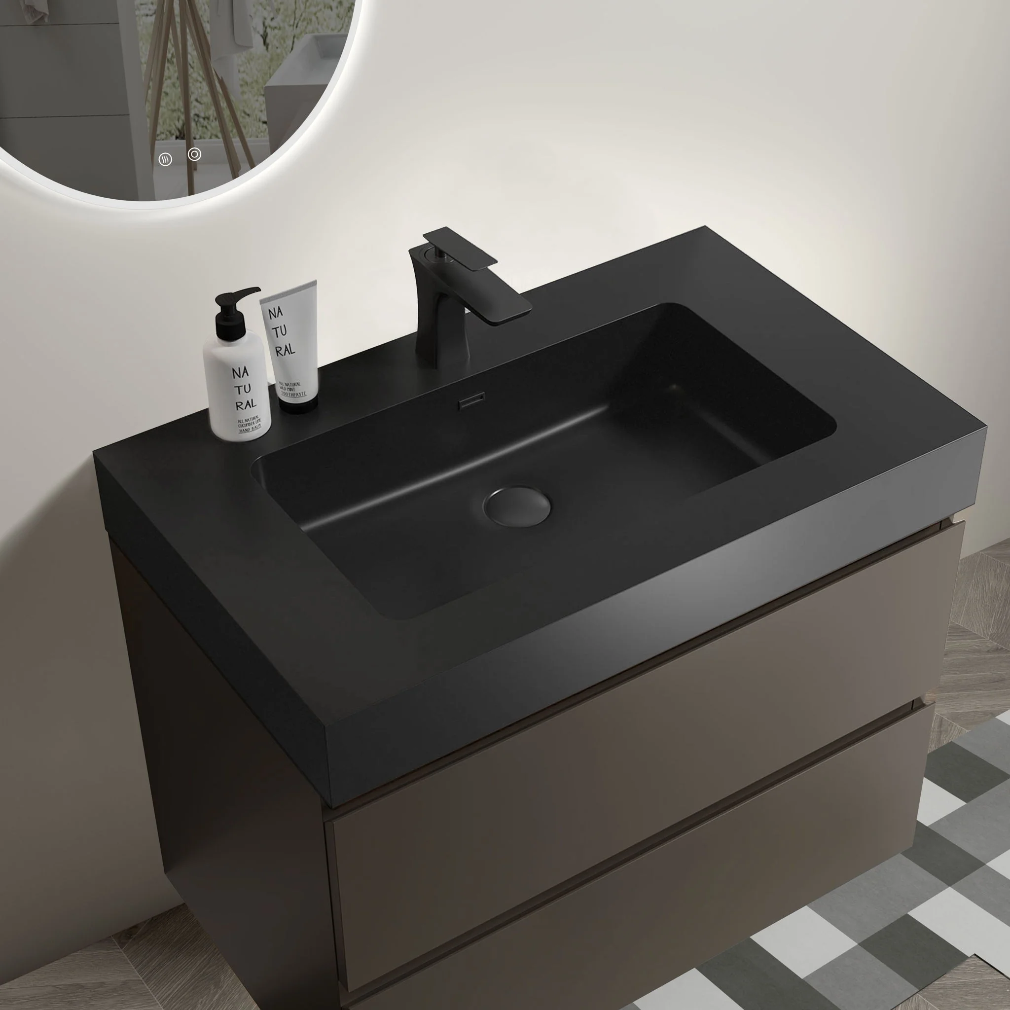 Alice - Bathroom Vanity With Sink, Large Storage Wall Mounted Floating Bathroom Vanity For Modern Bathroom, One-Piece Sink Basin Without Drain And Faucet - Image 10