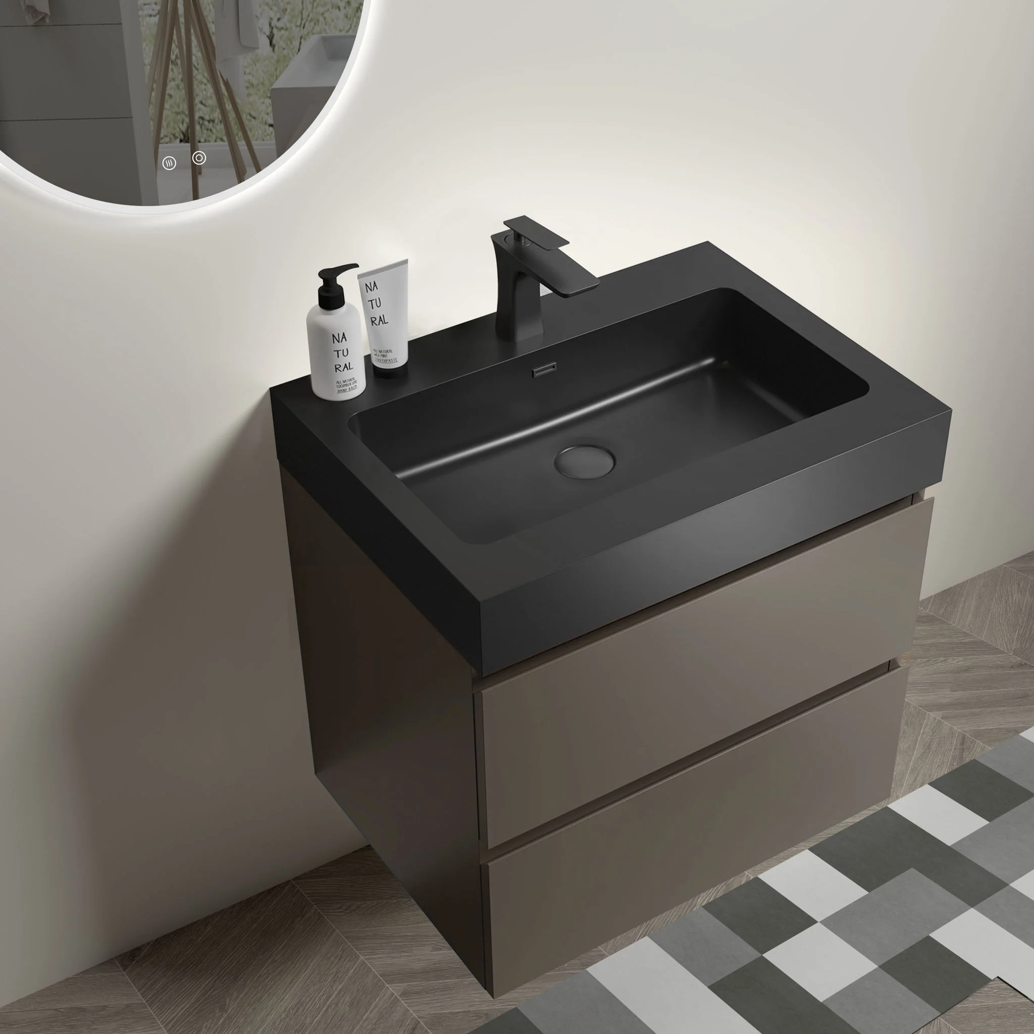 Alice - Bathroom Vanity With Sink, Large Storage Wall Mounted Floating Bathroom Vanity For Modern Bathroom, One-Piece Sink Basin Without Drain And Faucet - Image 22