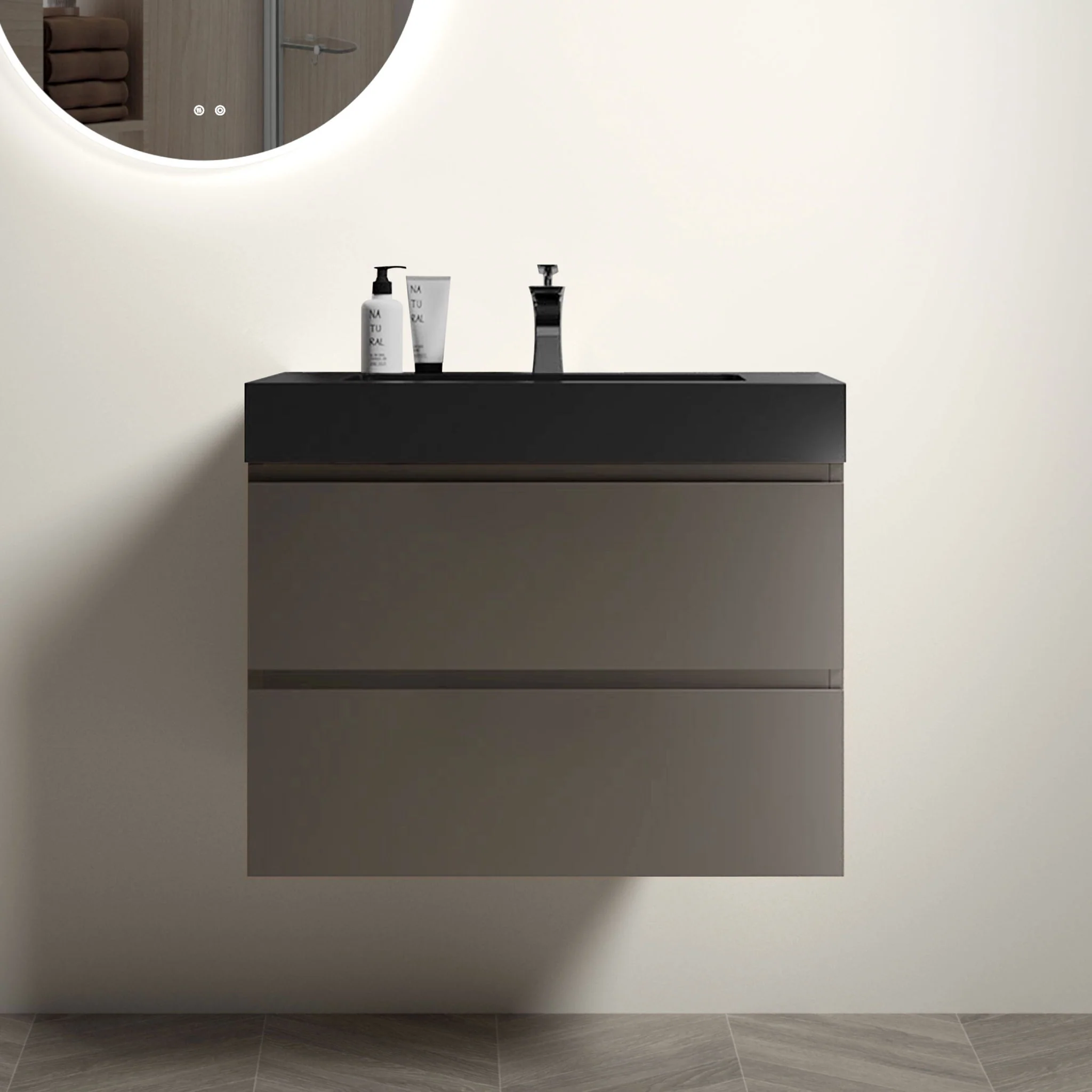 Alice - Bathroom Vanity With Sink, Large Storage Wall Mounted Floating Bathroom Vanity For Modern Bathroom, One-Piece Sink Basin Without Drain And Faucet - Image 39