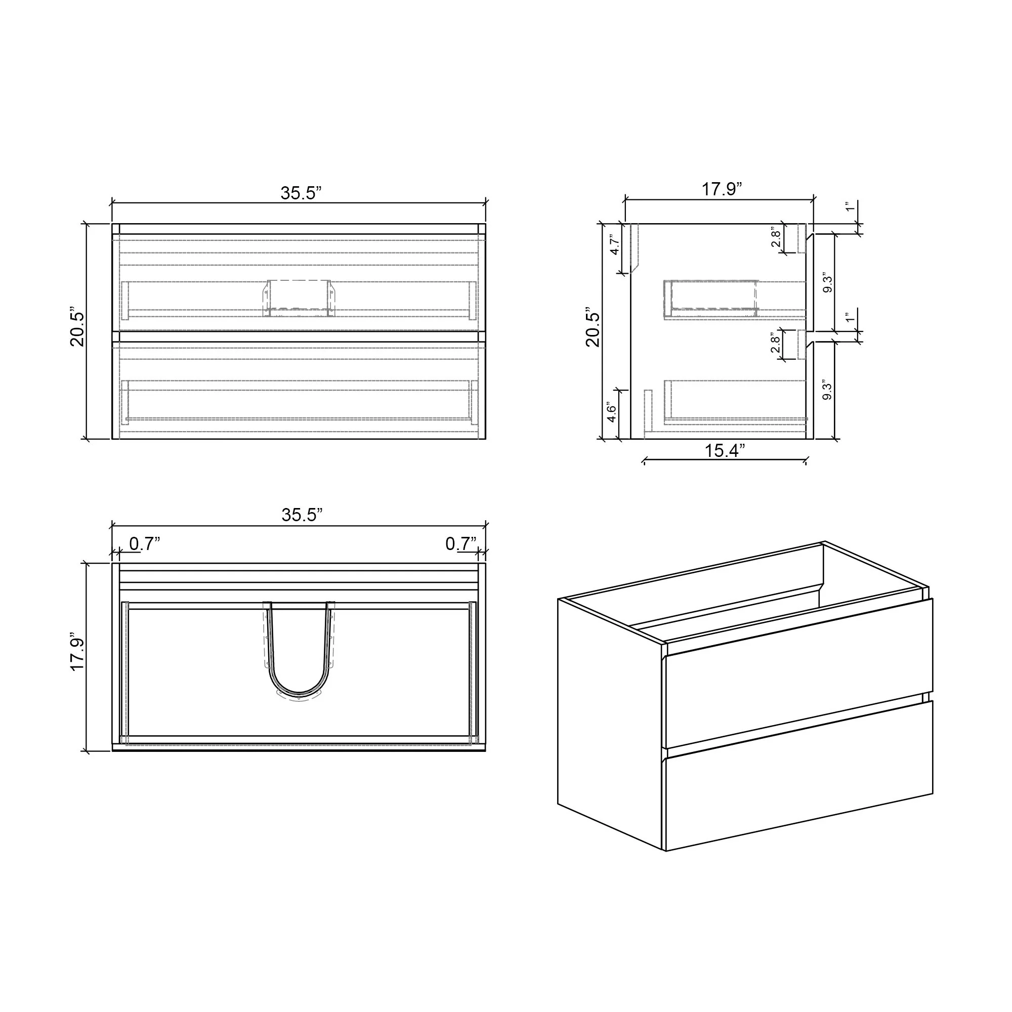 Alice - Bathroom Vanity With Sink, Large Storage Wall Mounted Floating Bathroom Vanity For Modern Bathroom, One-Piece Sink Basin Without Drain And Faucet - Image 45
