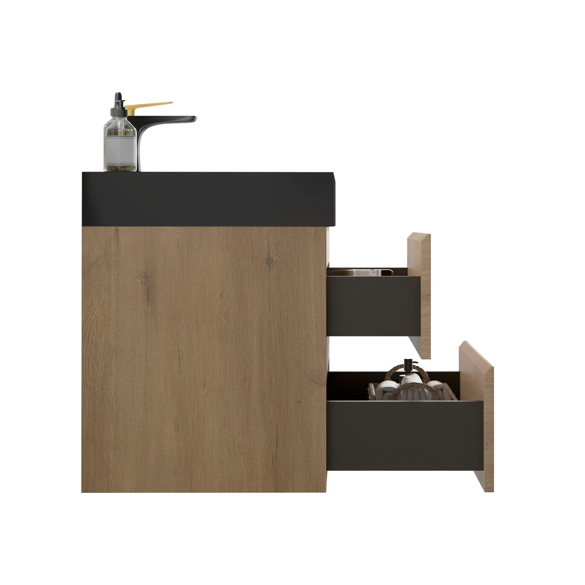 Alice - Natural Oak Bathroom Vanity With Sink, Large Storage Wall Mounted Floating Bathroom Vanity For Modern Bathroom, One-Piece Sink Basin Without Drain - Image 10