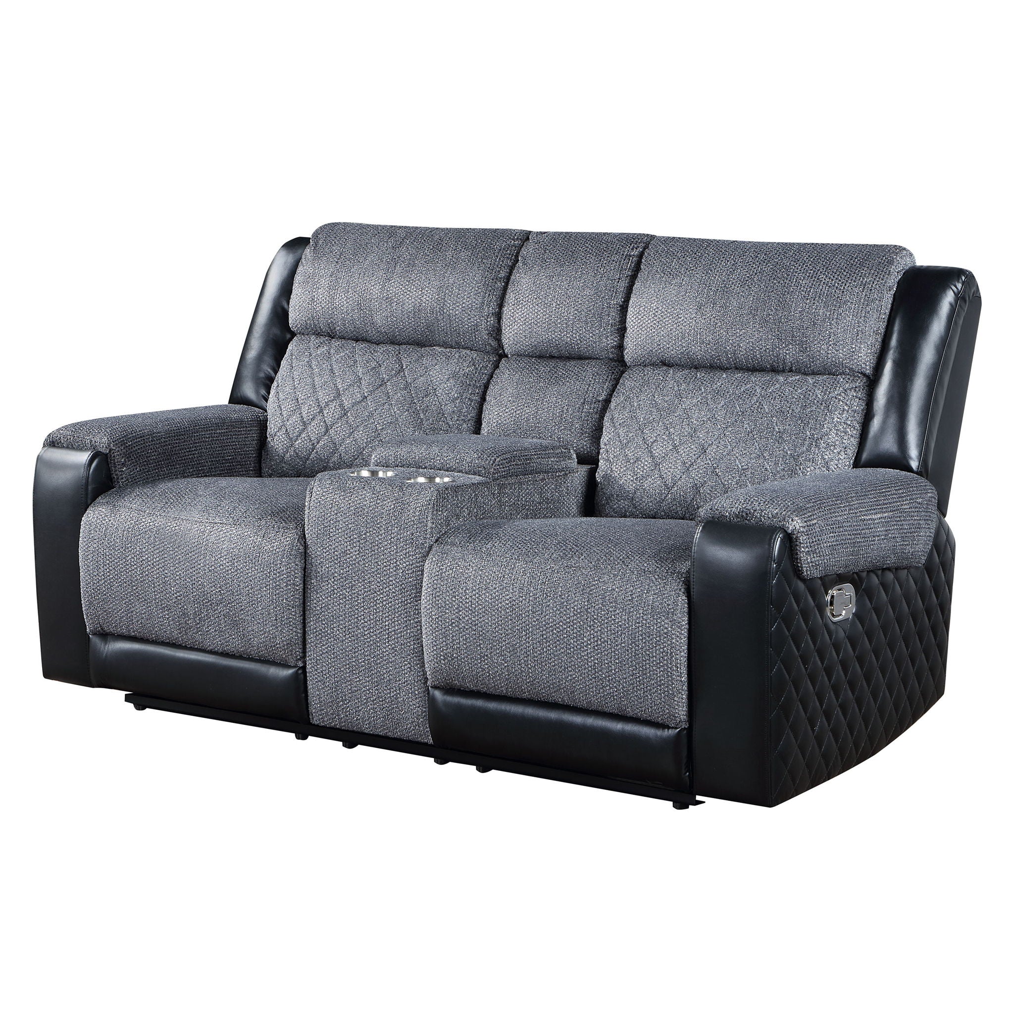 Alicia - Console Reclining Loveseat - Gray Black - Image 4