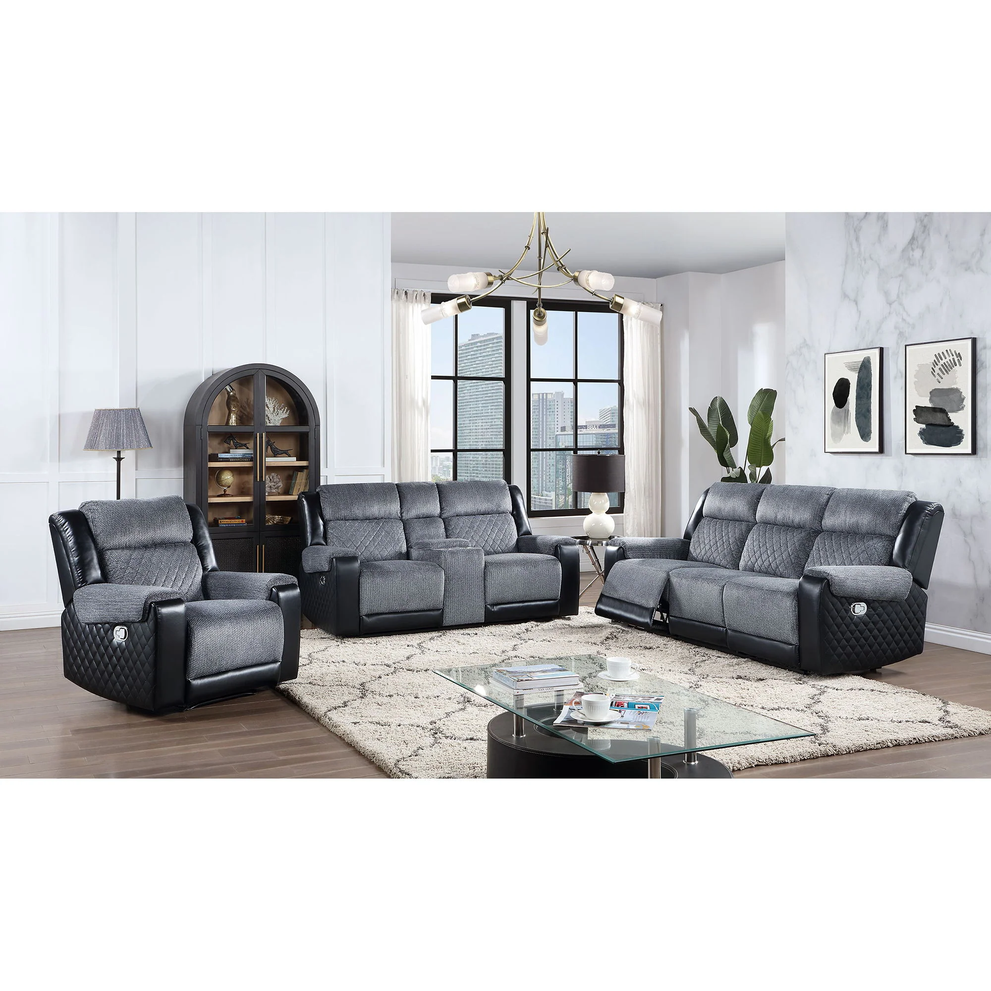 Alicia - Console Reclining Loveseat - Gray Black - Image 5