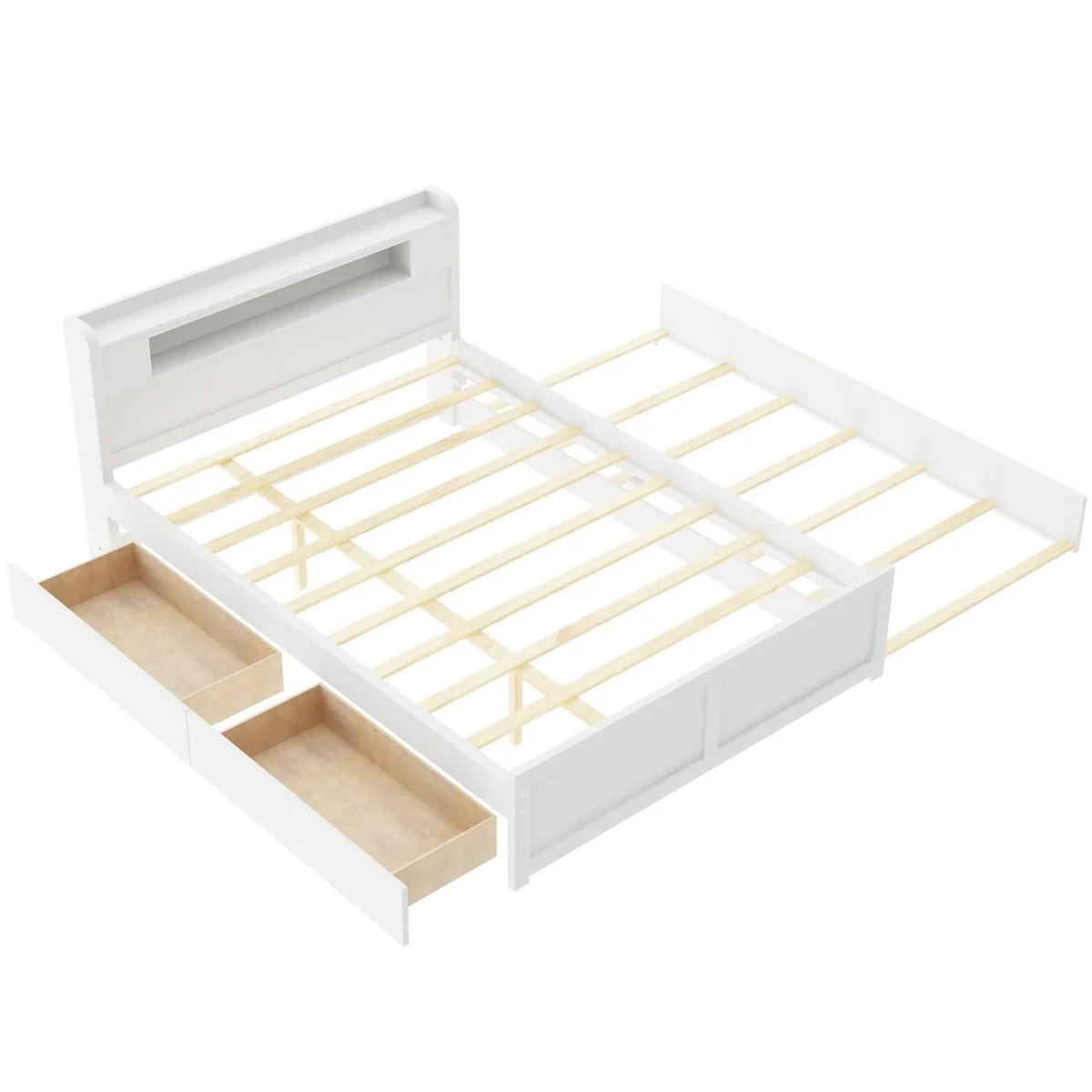 Alina Queen Storage Platform Bed with LED Headboard, Trundle & Drawers - Image 5
