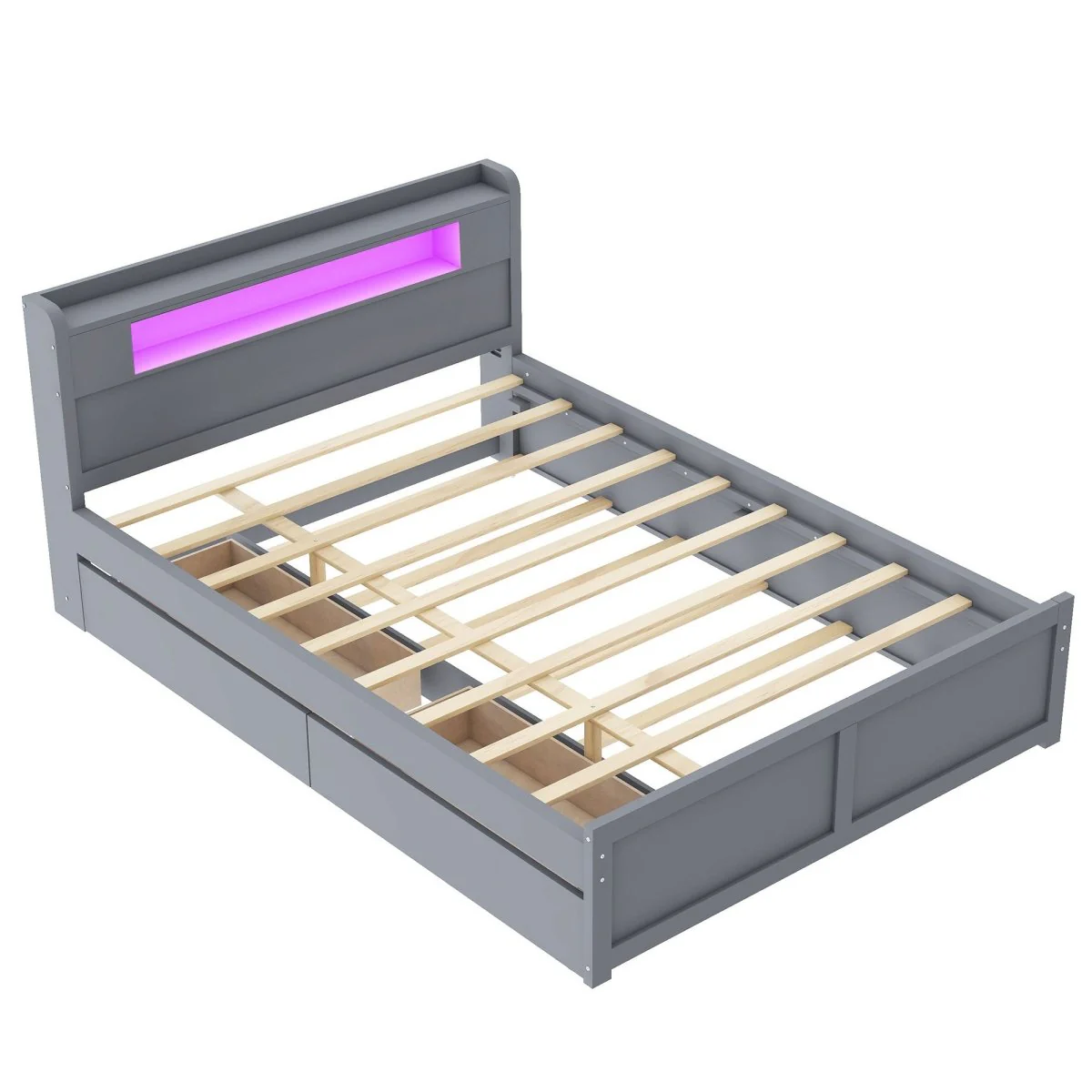 Alina Queen Storage Platform Bed with LED Headboard, Trundle & Drawers - Image 7