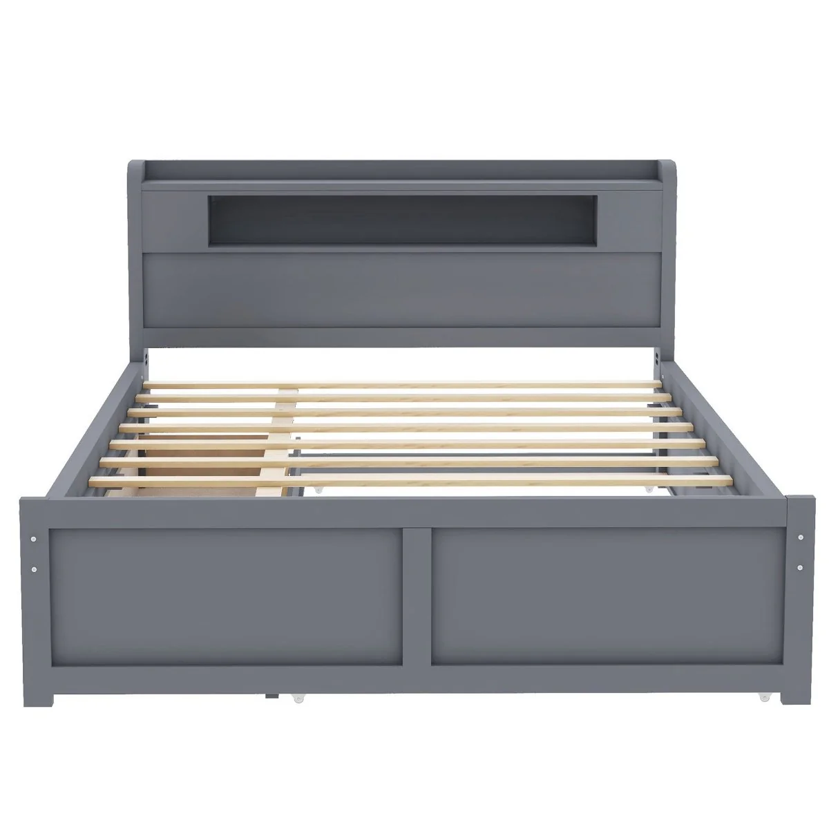 Alina Queen Storage Platform Bed with LED Headboard, Trundle & Drawers - Image 9
