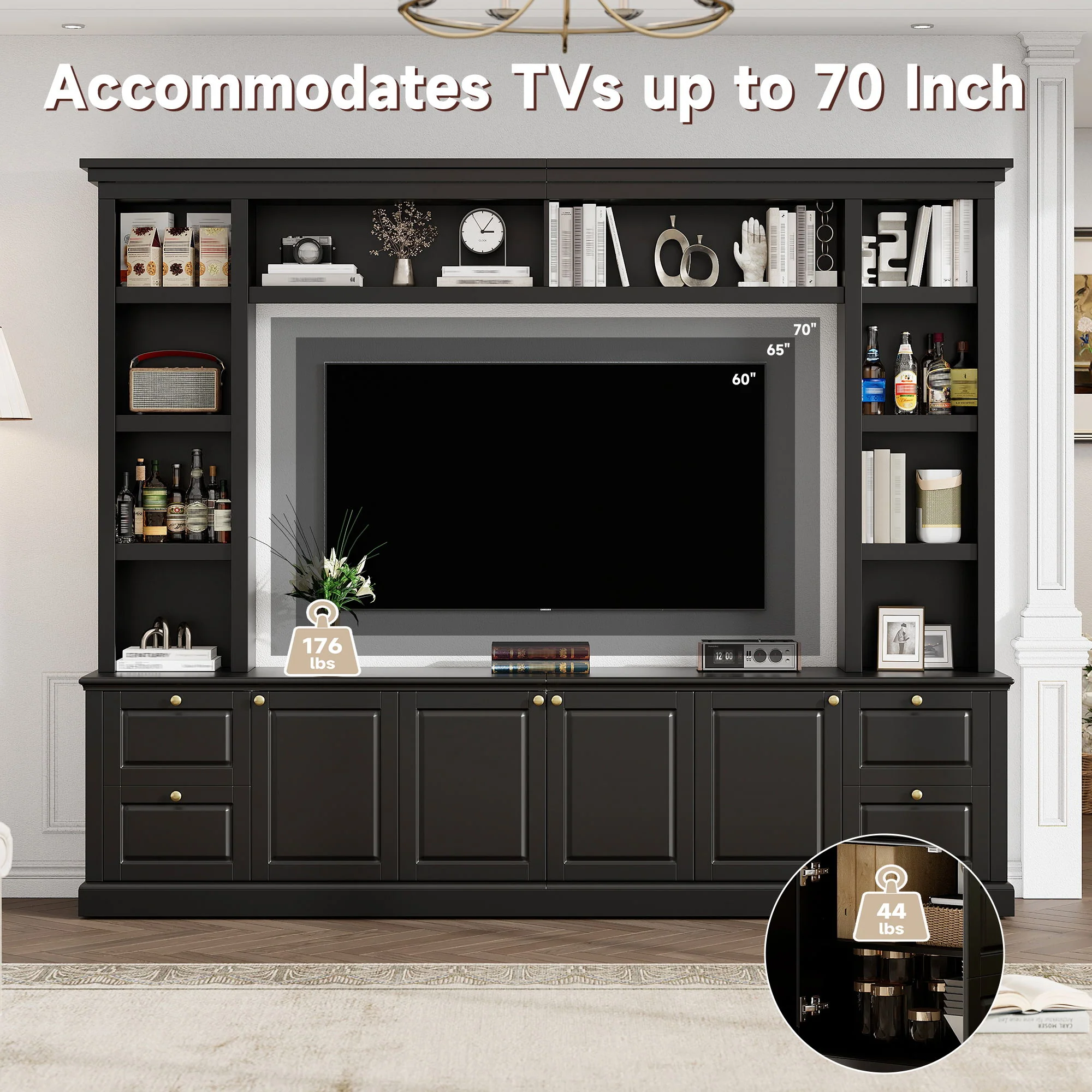 All-In-One TV Stand With Bookcase For TVs Up To 70" - Image 16