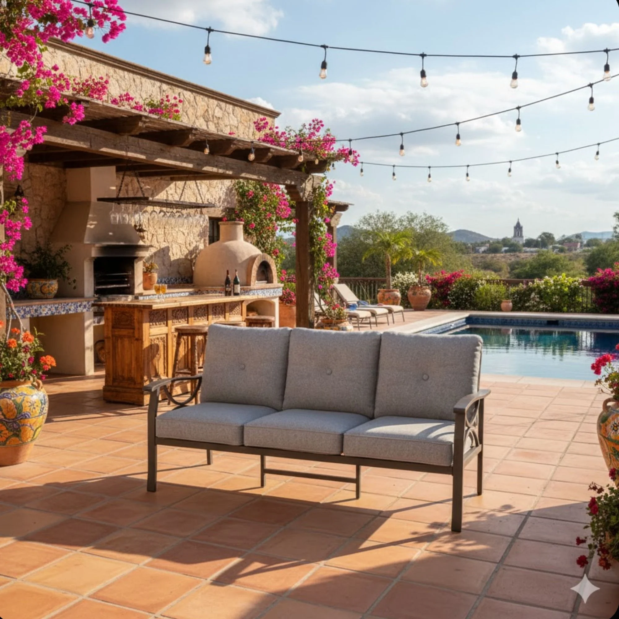 All-Weather 3 Seat Patio Sofa With Cushions - Image 10