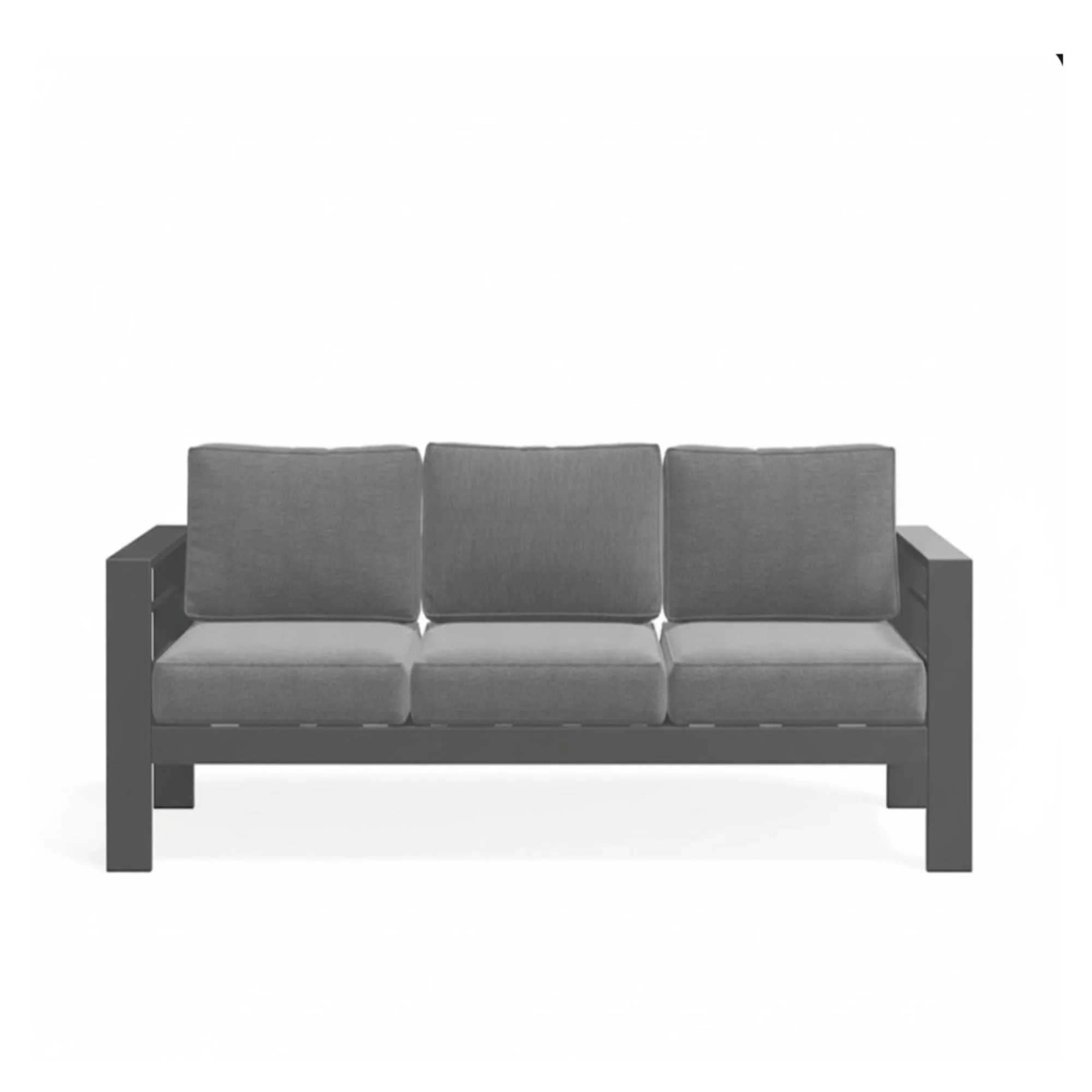 All Weather 3 Seat Patio Sofa With Thick Cushions - Gray / Gray - Image 2