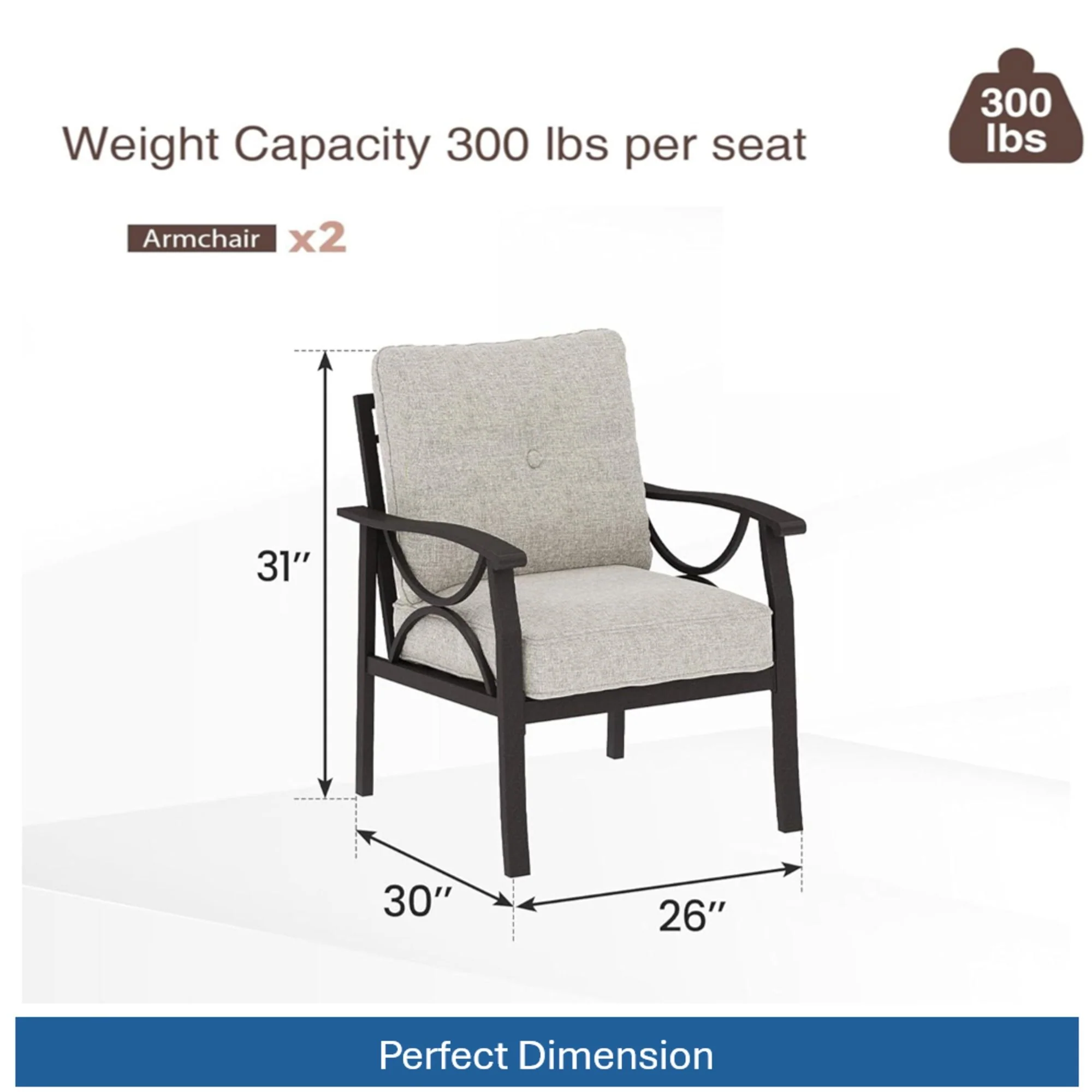 All-Weather Armchairs With Cushions, Modern Sculptural Design (Set of 2) - Image 17