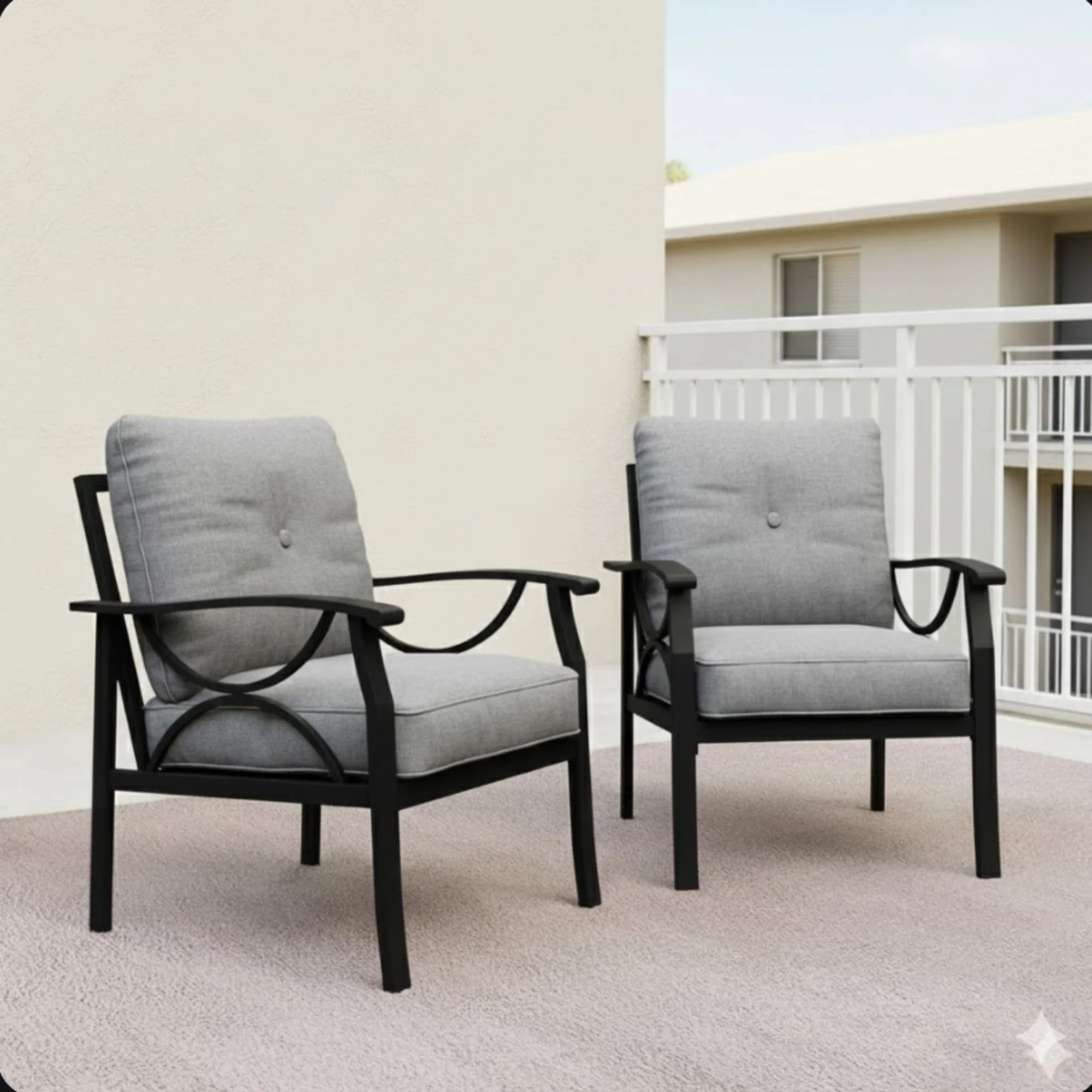 All-Weather Armchairs With Cushions, Modern Sculptural Design (Set of 2) - Image 18