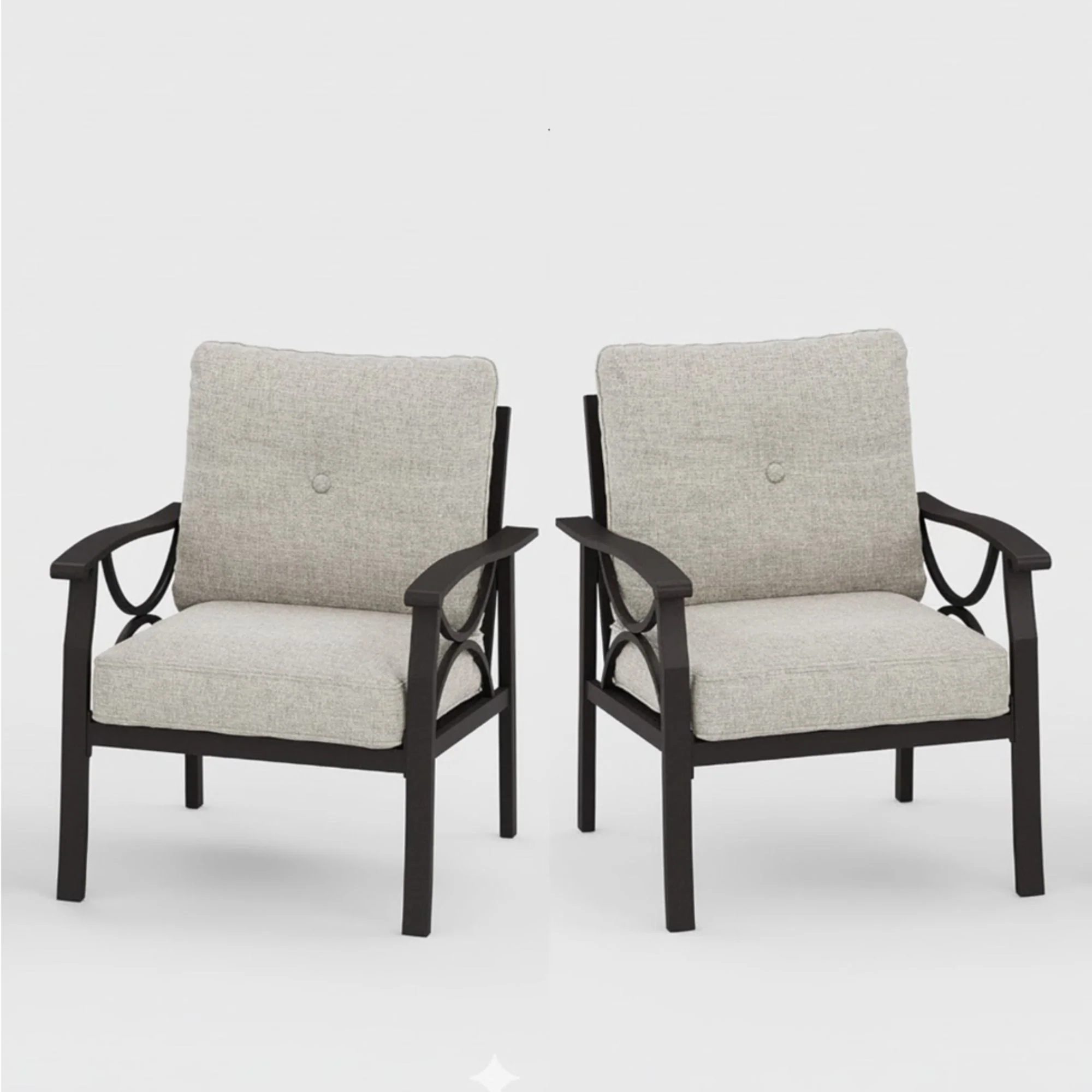 All-Weather Armchairs With Cushions, Modern Sculptural Design (Set of 2) - Image 8