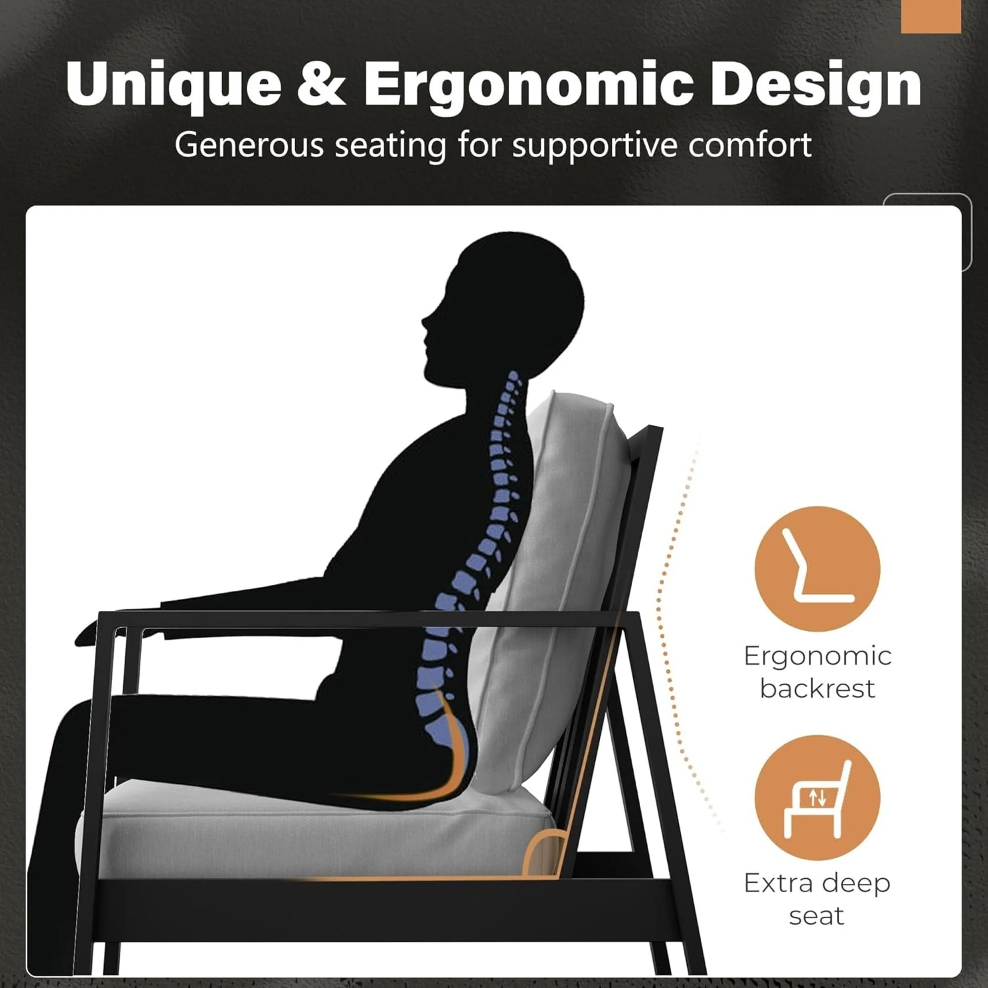 All-Weather Ergonomic Patio Armchairs With Thick Cushions (Set of 2) - Image 12