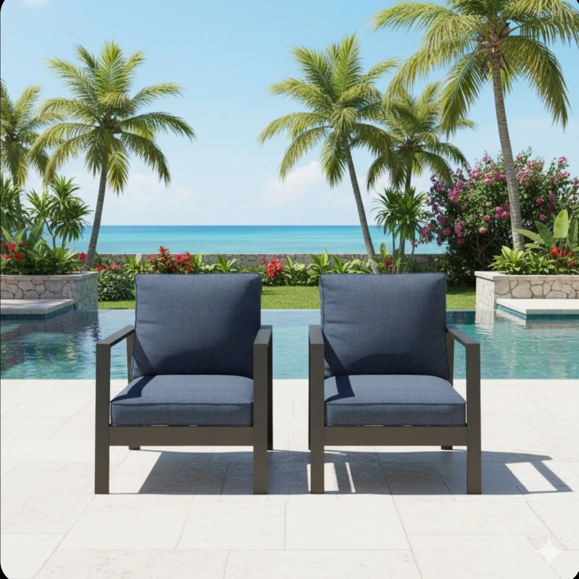 All-Weather Ergonomic Patio Armchairs With Thick Cushions (Set of 2) - Image 7