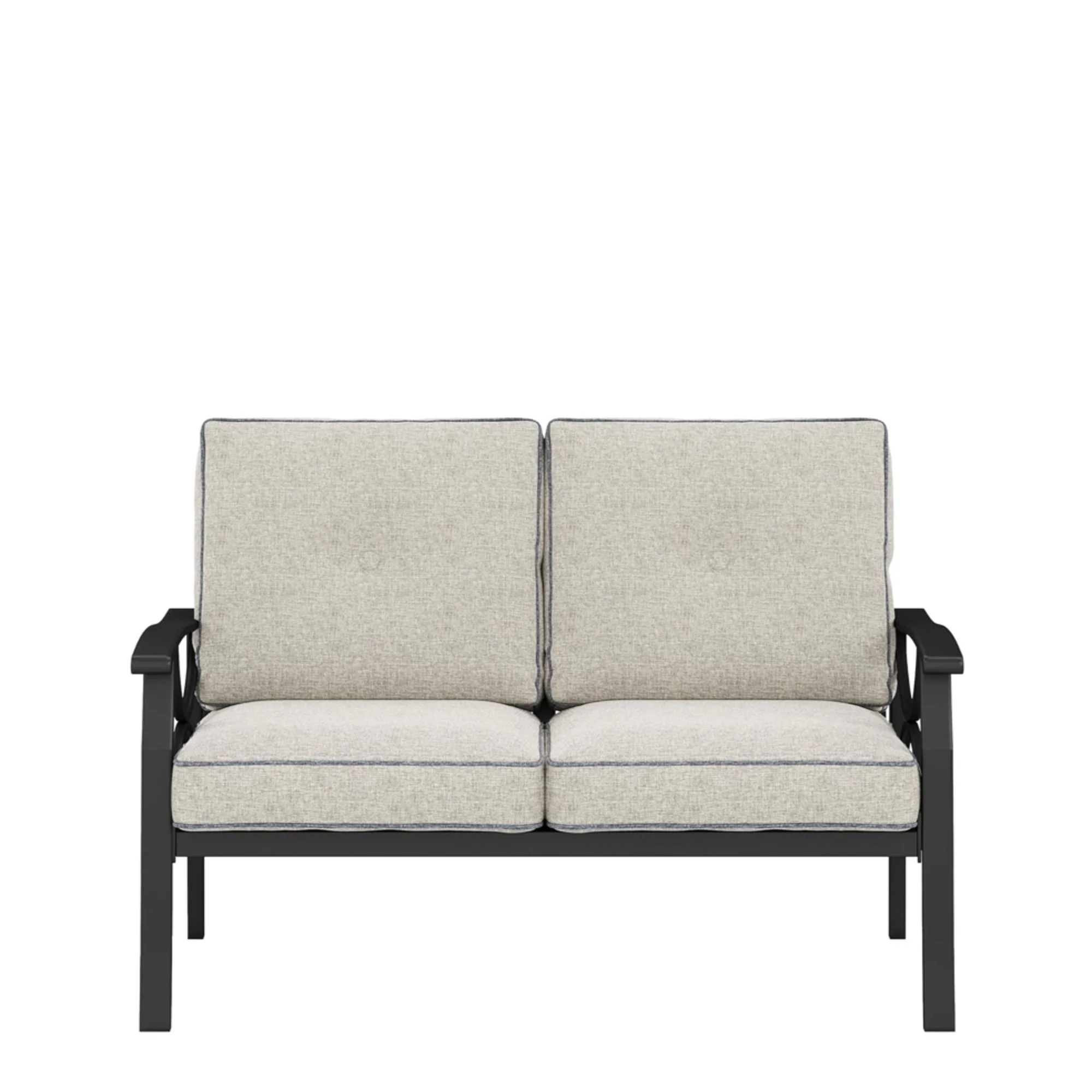 All Weather Loveseat 2 Seats Sofa With Cushions - Light Khaki / Beige - Image 8