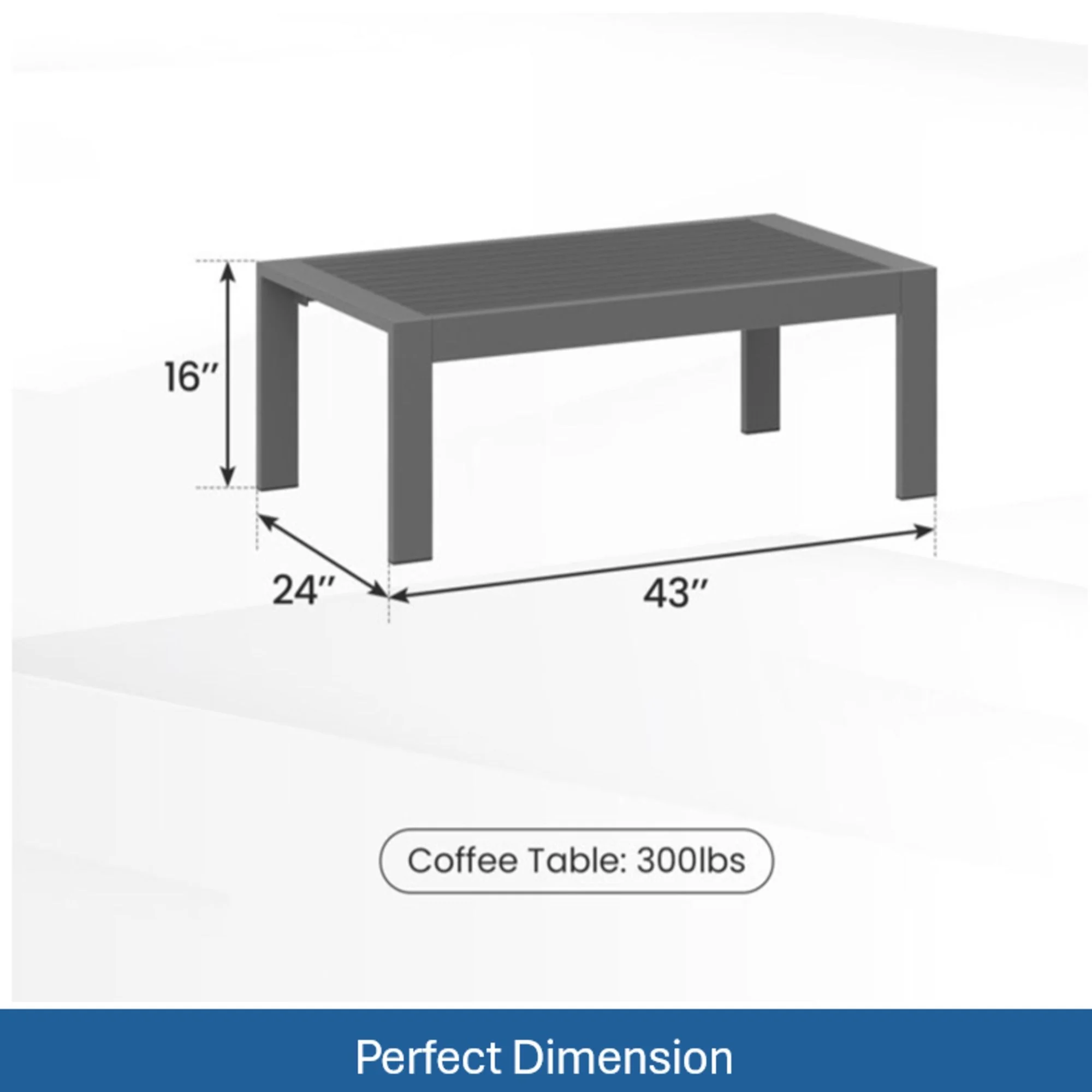 All-Weather Outdoor Coffee Table With Wood-Look Top - Image 12