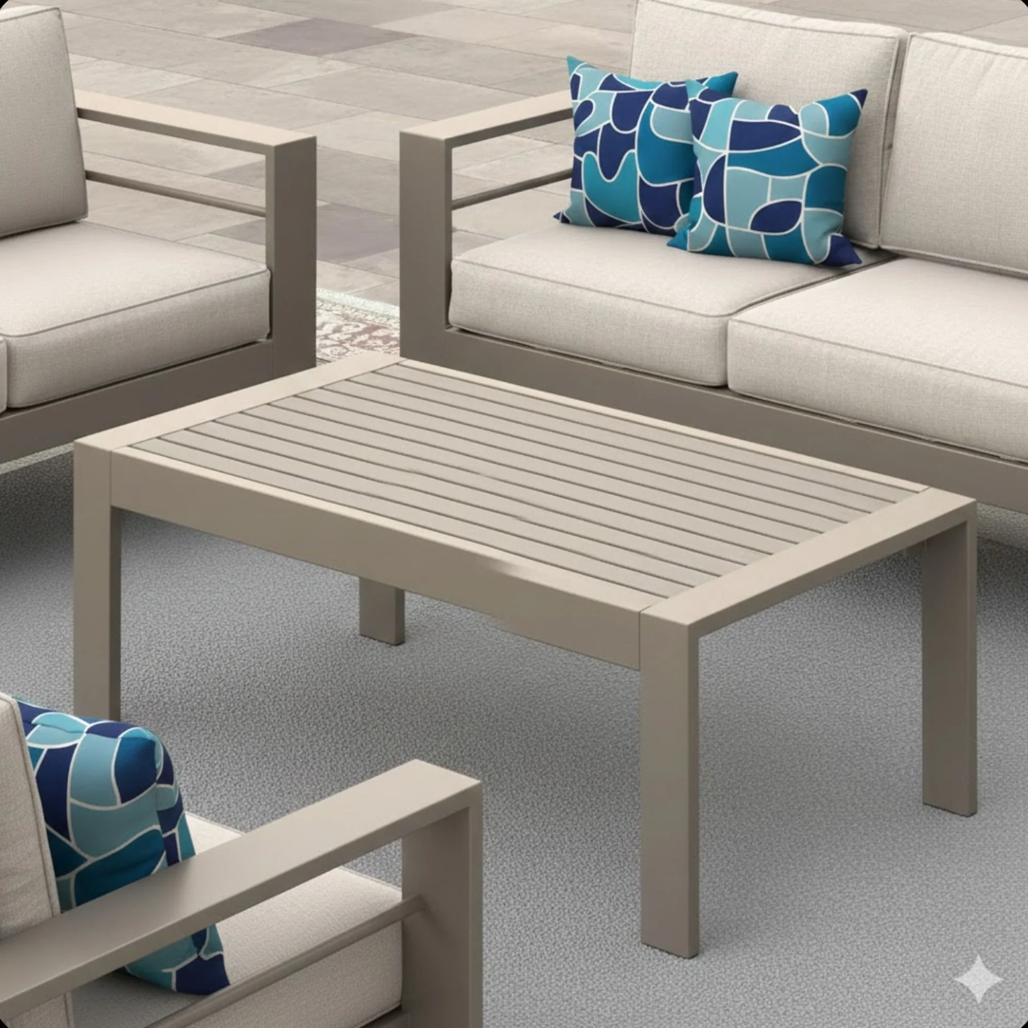 All-Weather Outdoor Coffee Table With Wood-Look Top - Image 19