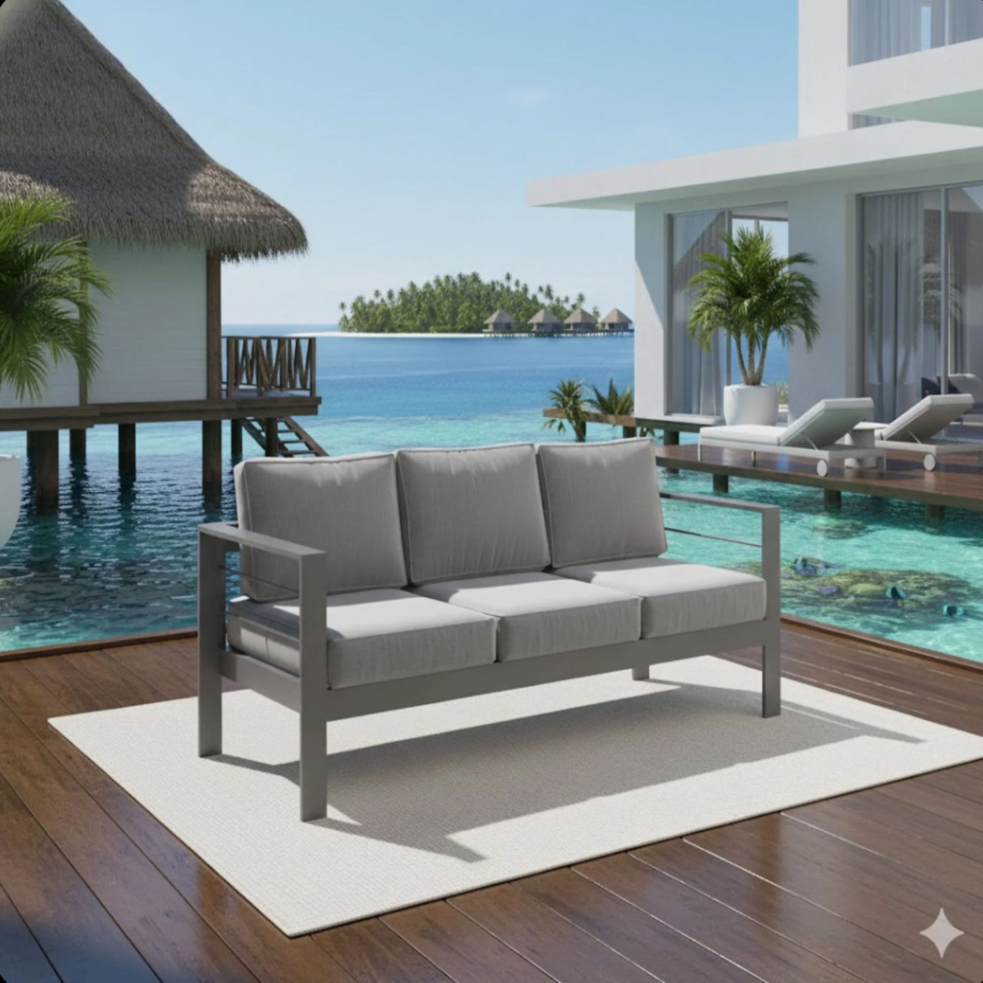 All-Weather Patio Sofa With Cushions, 3 Seat Outdoor Couch - Image 10