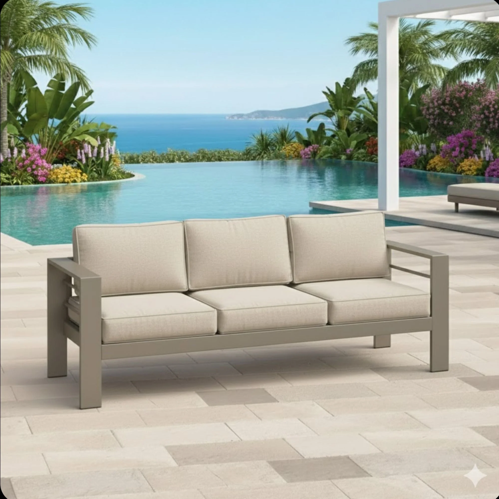 All-Weather Patio Sofa With Cushions, 3 Seat Outdoor Couch - Image 19